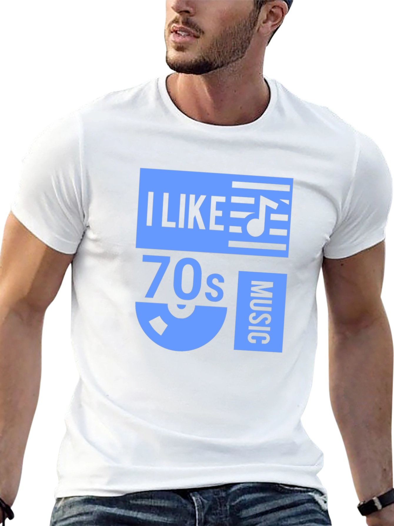 Black I Like 70s Music Graphic Tee - Retro Style T-Shirt view 13