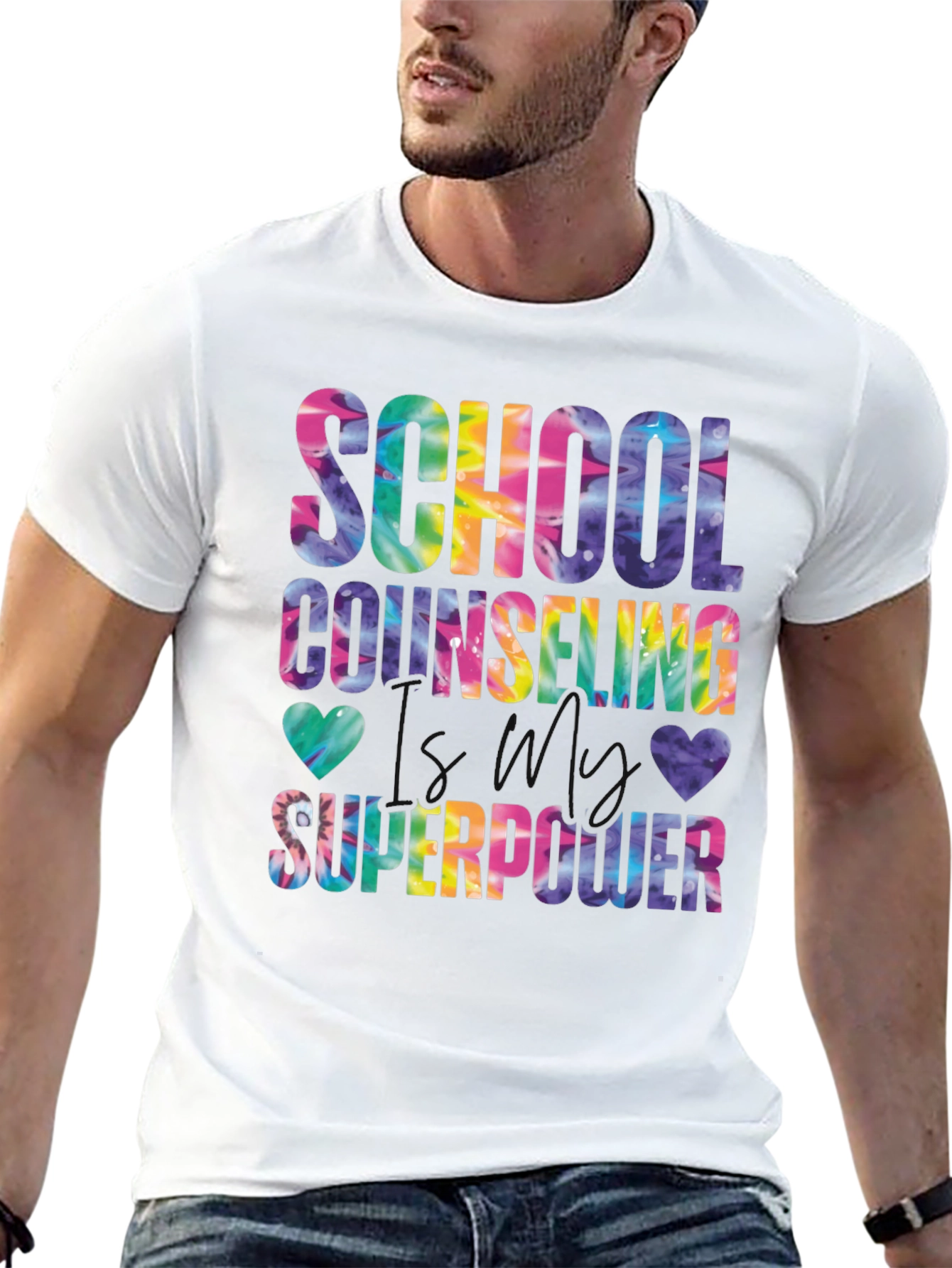 School Counseling Superpower Tie-Dye Graphic T-Shirt - 13