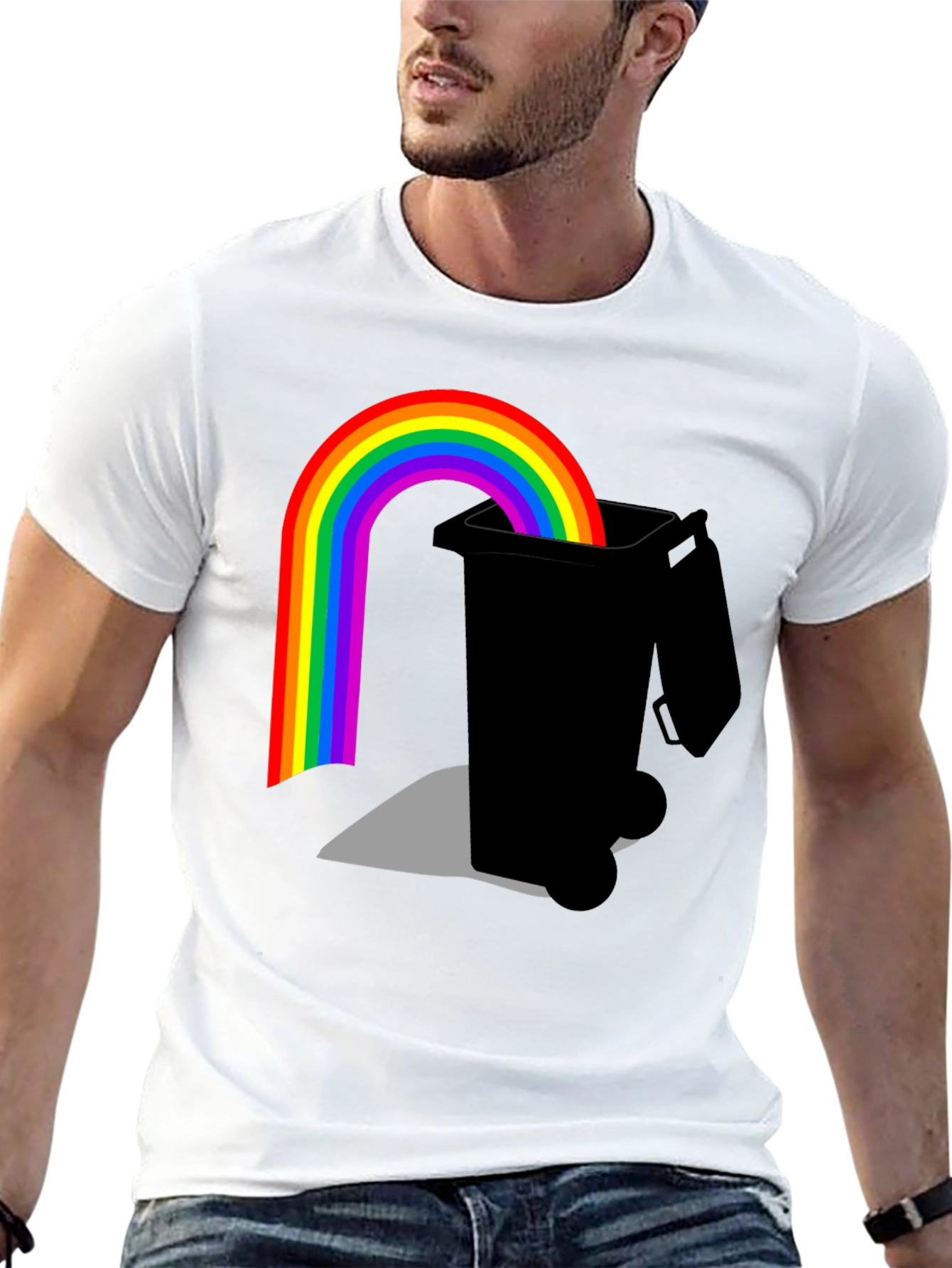 Black Rainbow Trash Bin Graphic Tee - Black view 13