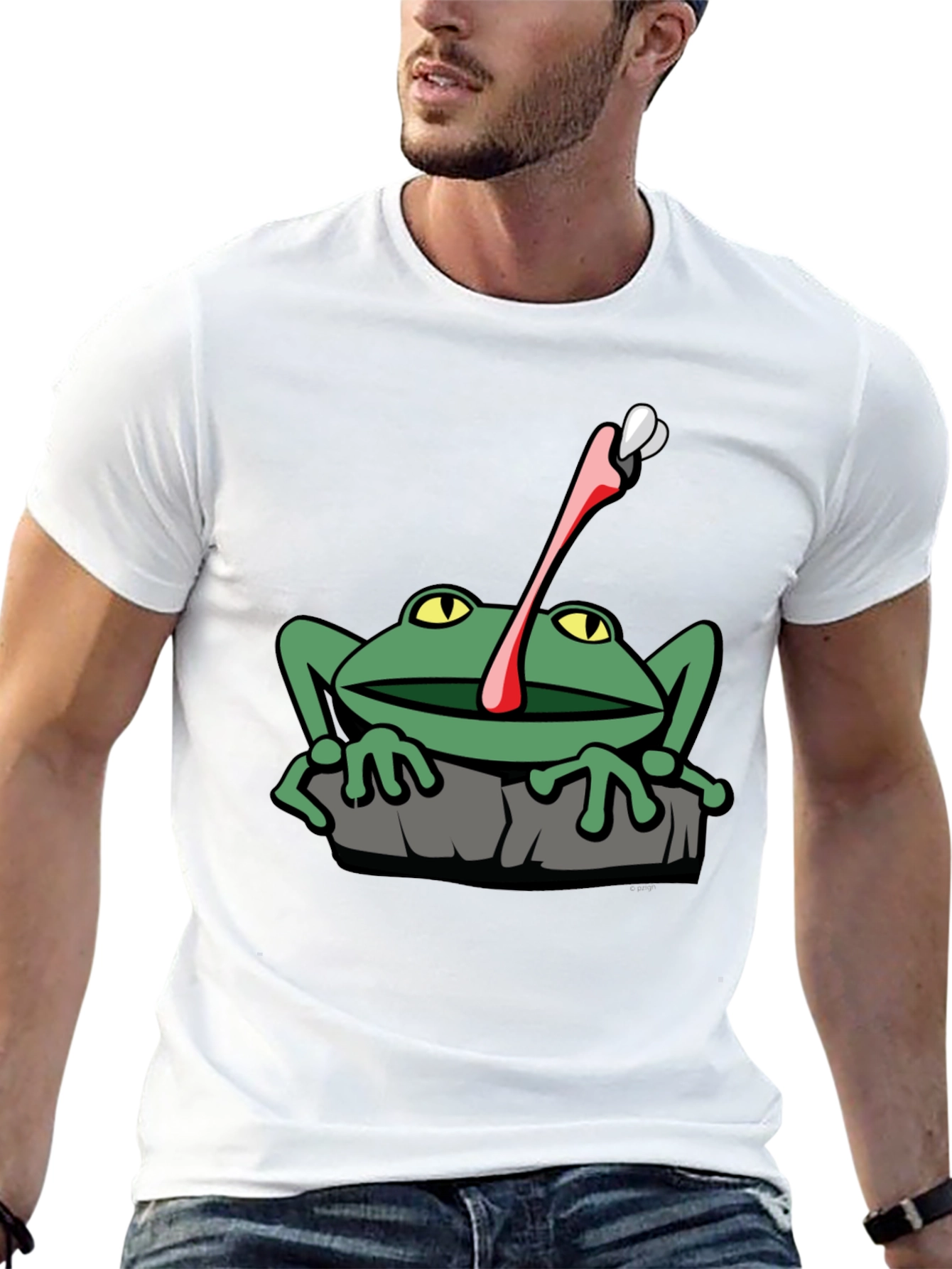 Black Frog Catching Fly Graphic T-Shirt view 13