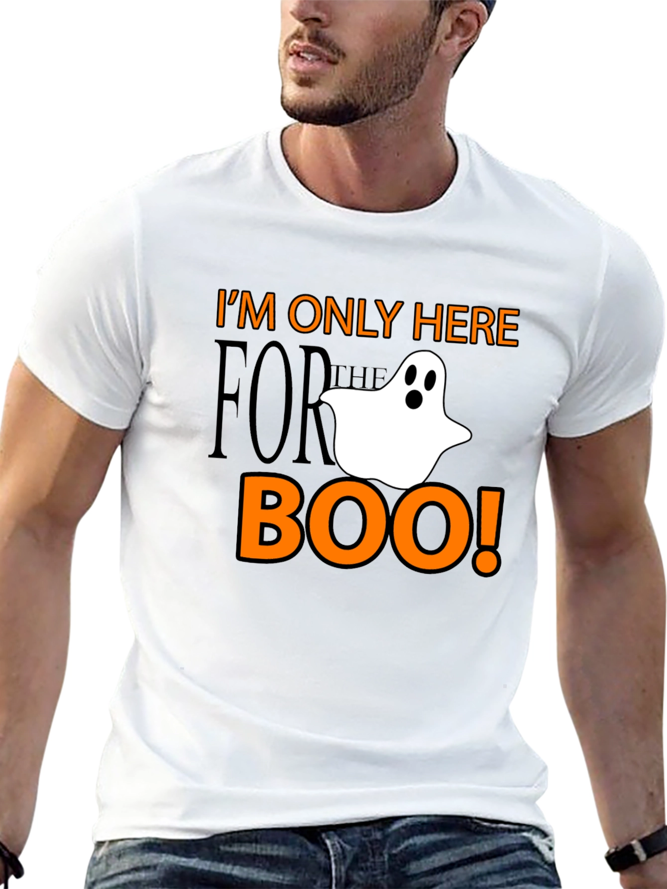 Black Halloween Ghost Boo T-Shirt - I'm Only Here for the Boo! view 13
