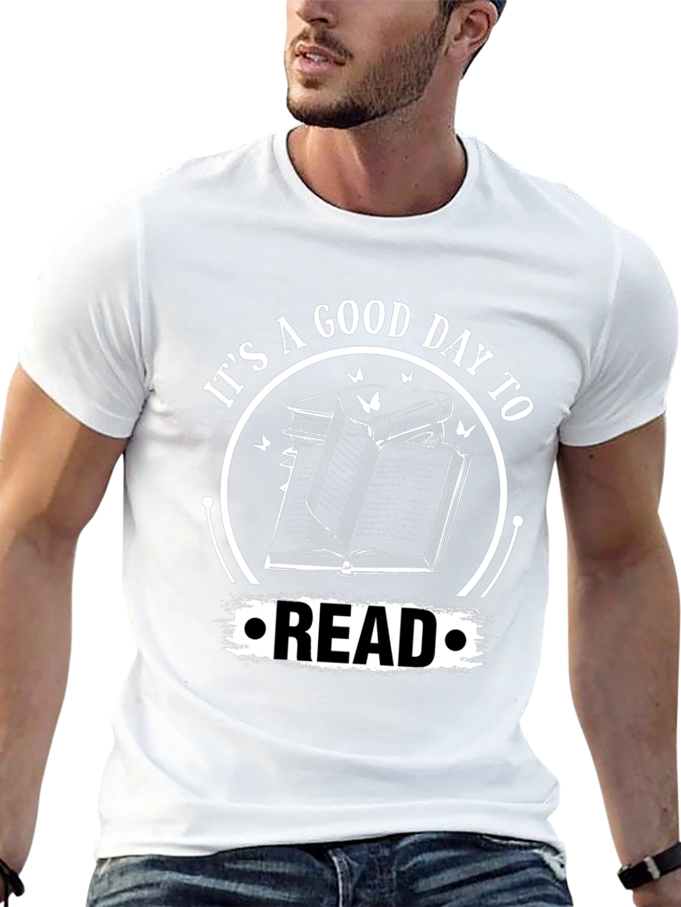 Black It's a Good Day to Read T-Shirt, Black Cotton Tee view 13