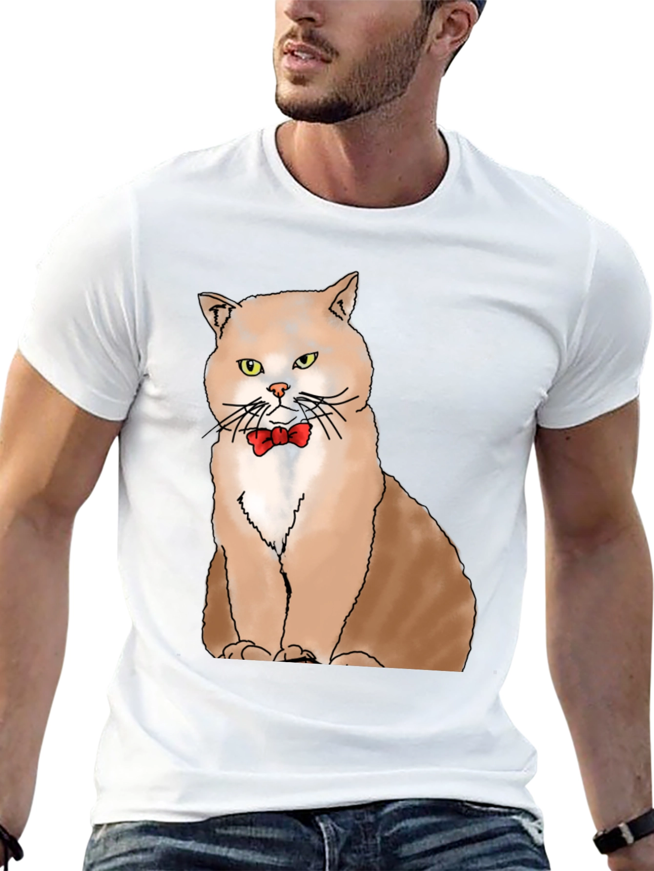 Black Cat with Bowtie Graphic T-Shirt - Black view 13