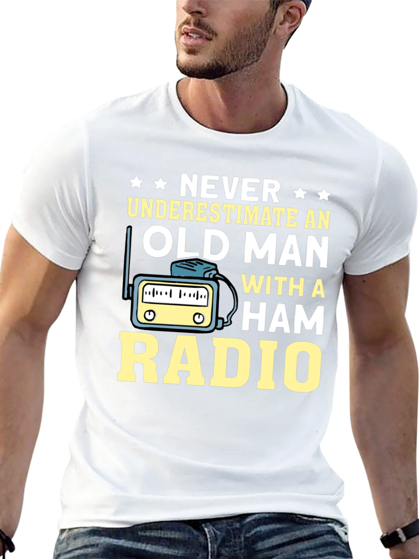 Black Ham Radio Old Man T-Shirt - Black view 13
