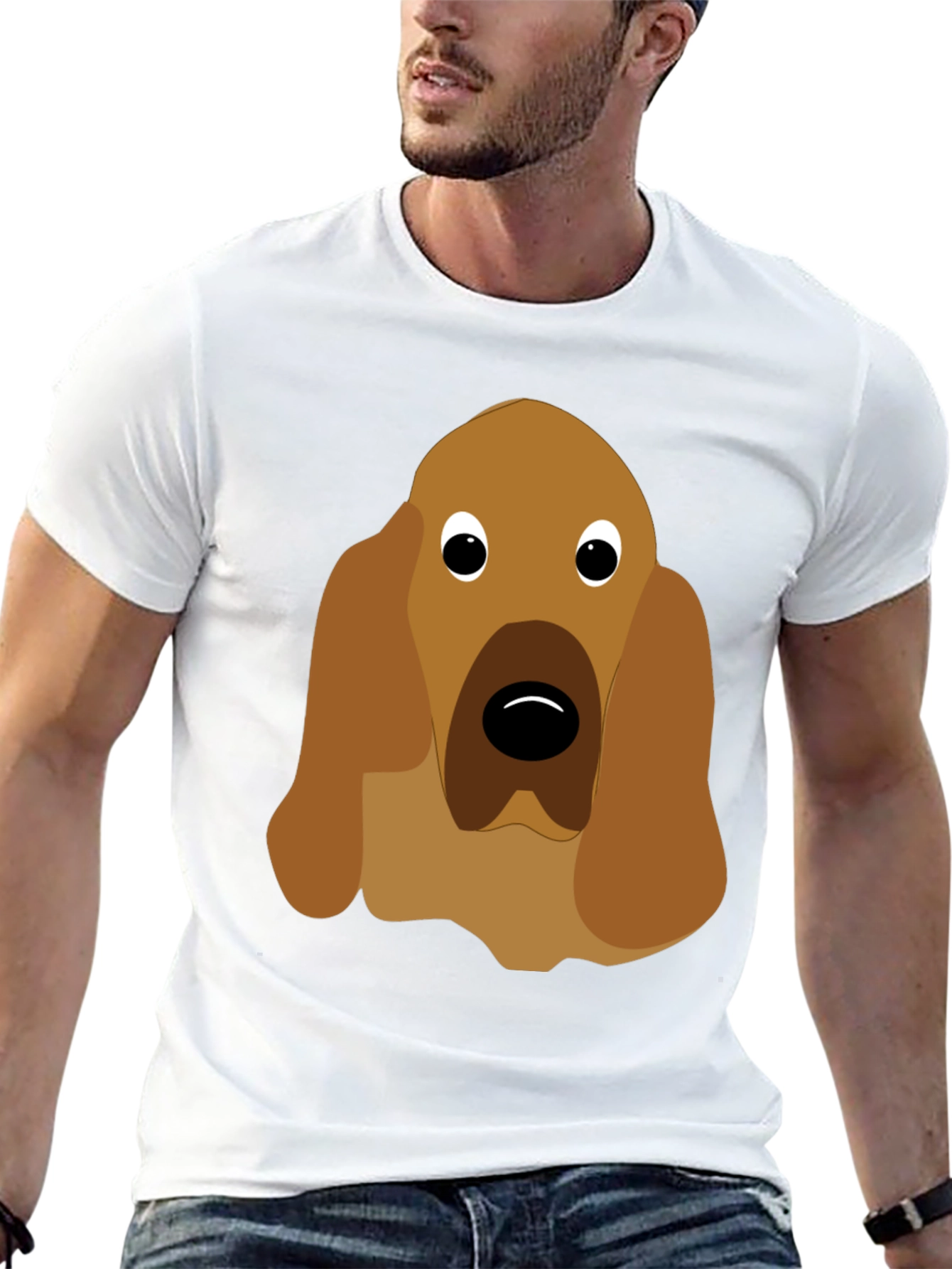 Black Dog Face Graphic Tee - Unisex Black T-Shirt view 13