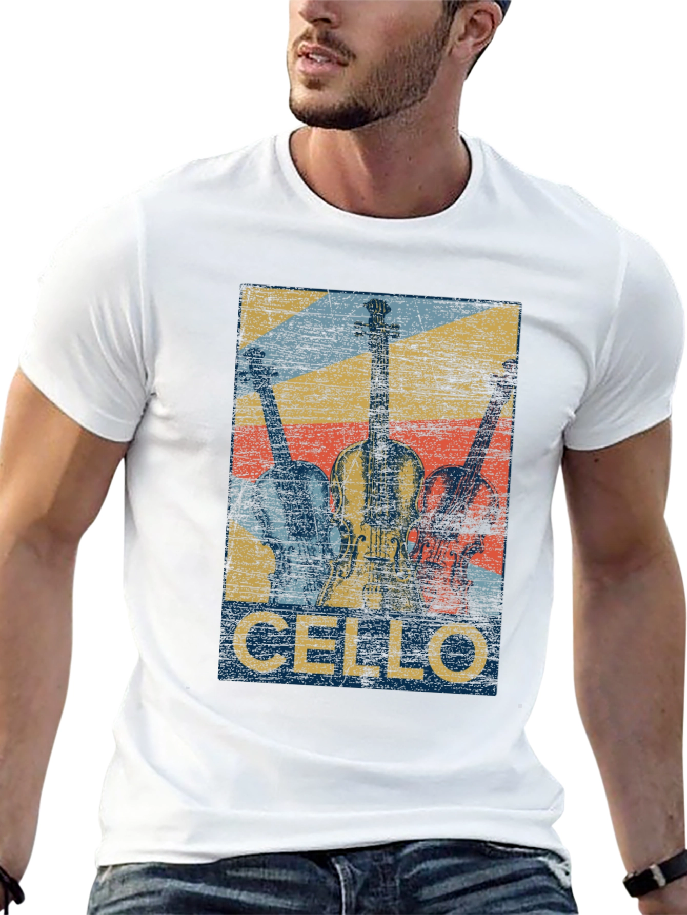 Black Vintage Cello Music T-Shirt - Retro Design view 13