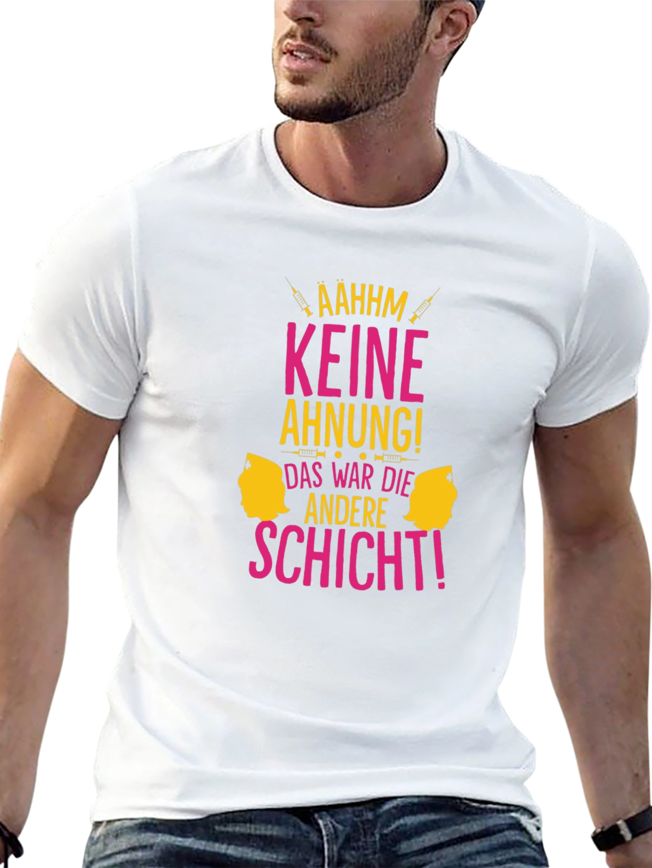 Black Funny Nurse T-Shirt - Keine Ahnung! Design view 13