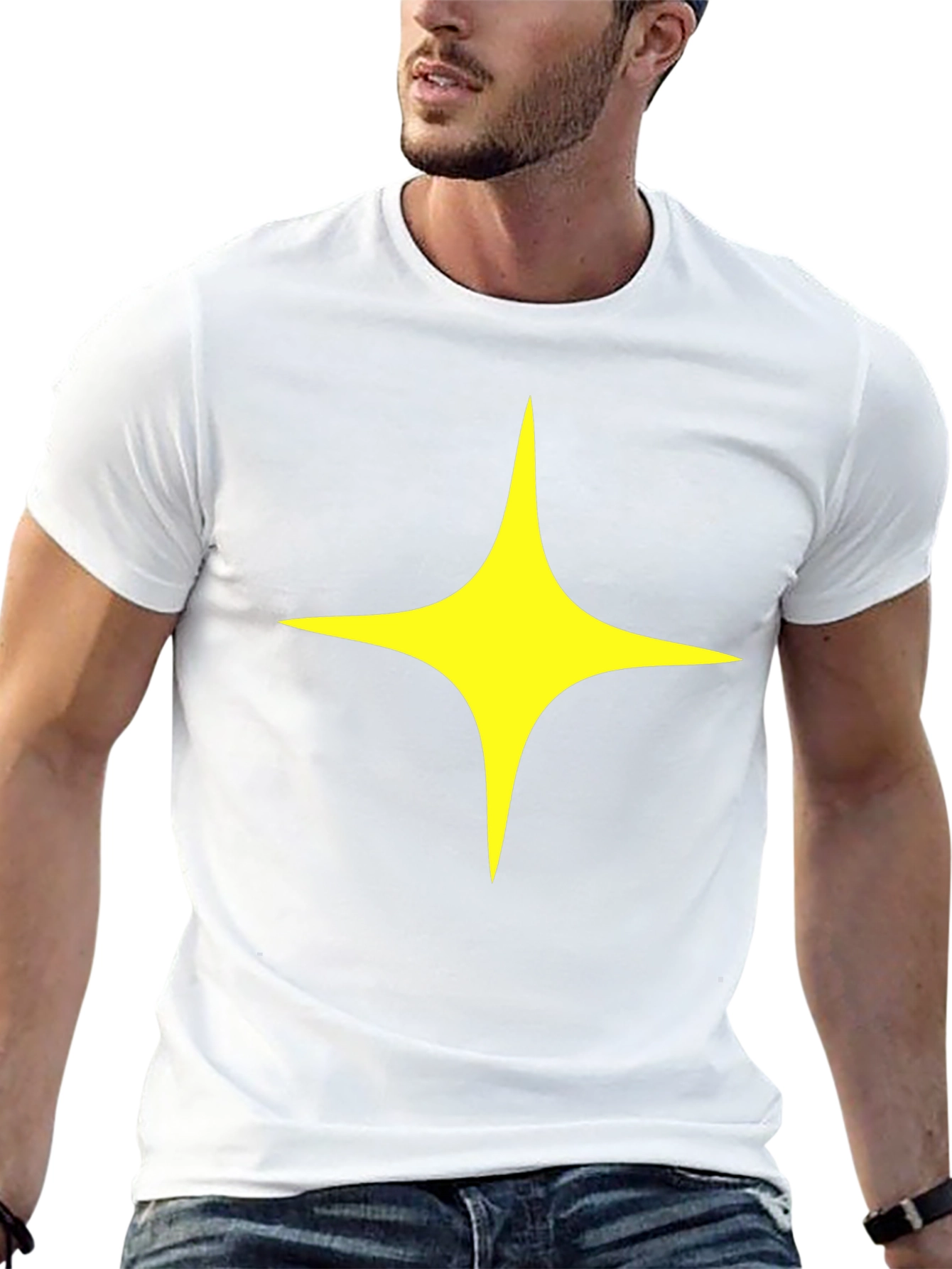 Black Black T-Shirt with Yellow Star Design view 13