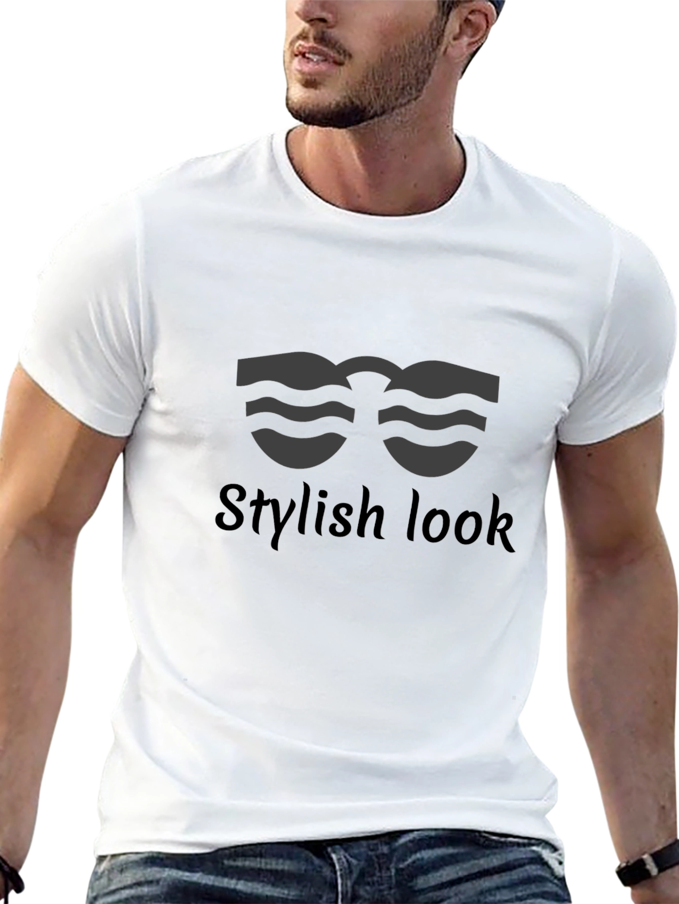 Black Stylish Look Graphic Tee - Men's Black T-Shirt view 13