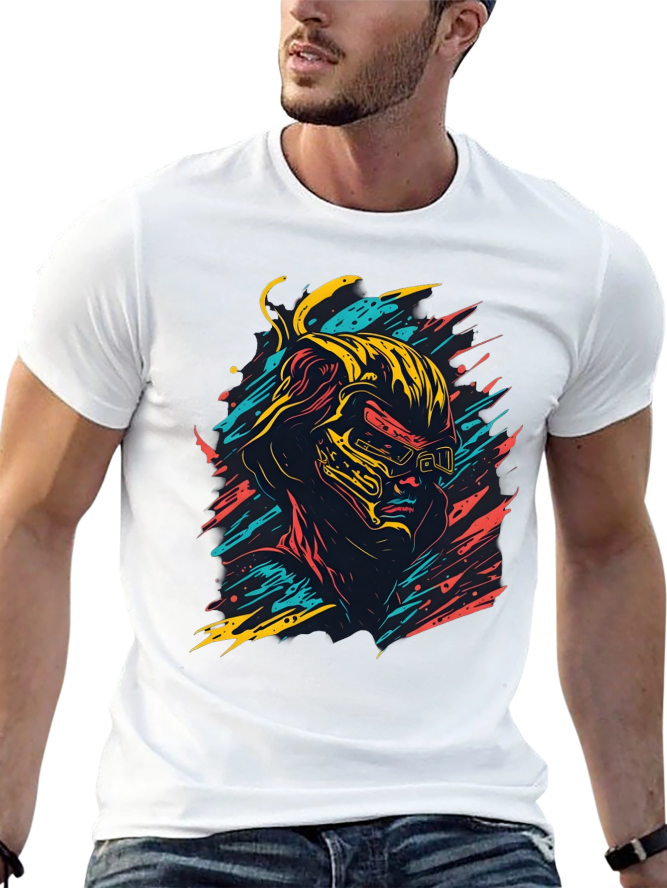 Black Cyberpunk Graphic Tee - Cool Retro Gamer Style Shirt view 13