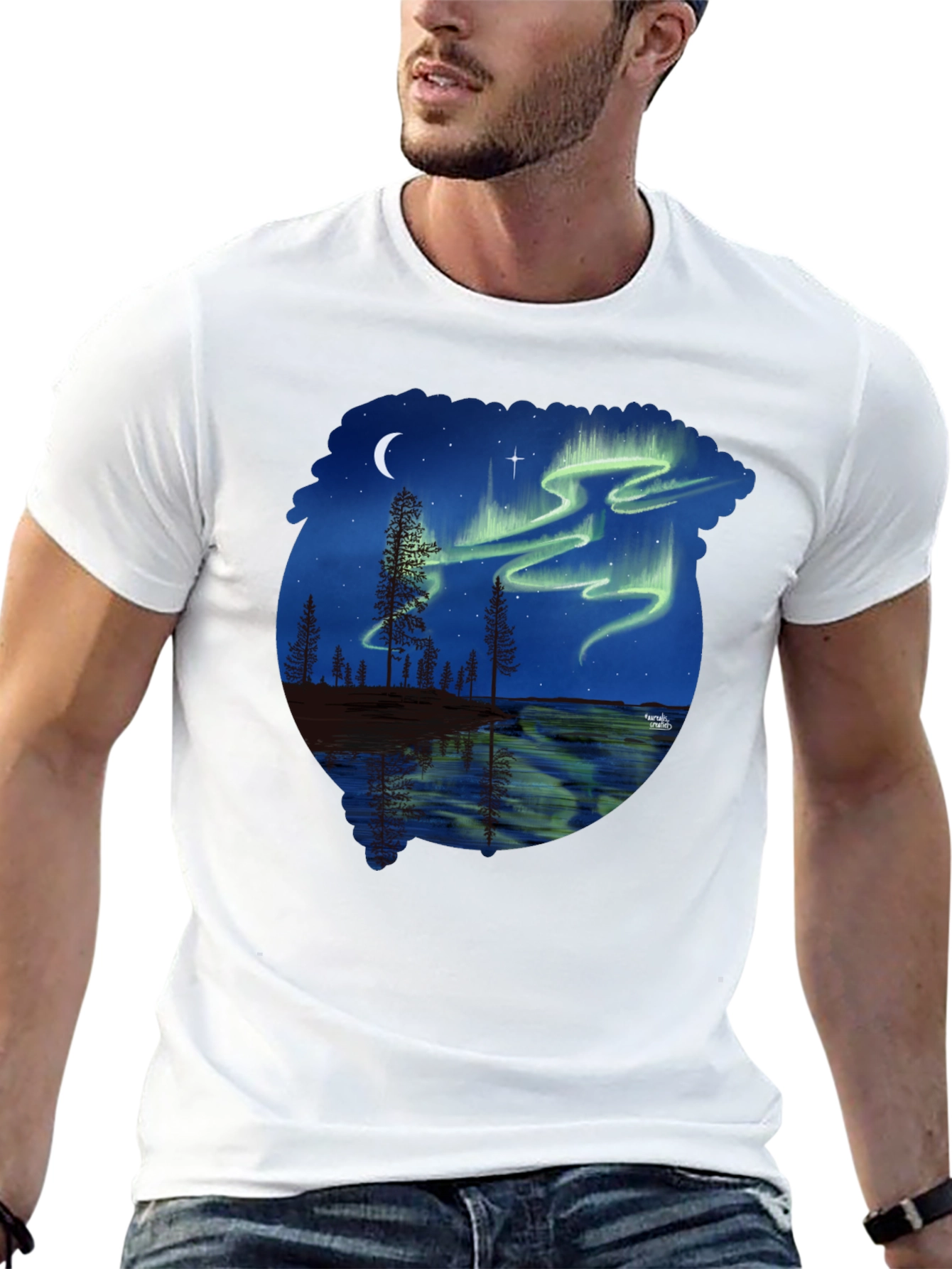 Black Aurora Borealis Graphic Tee - Nature Lover's T-Shirt view 13