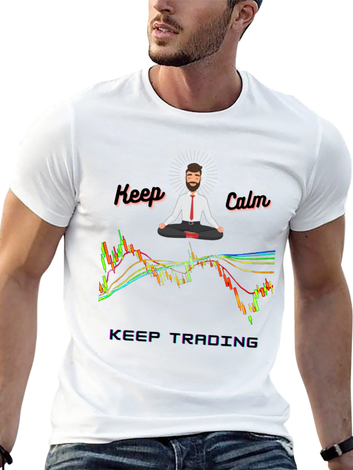 Black Keep Calm Trading T-Shirt - Black Cotton Blend view 13
