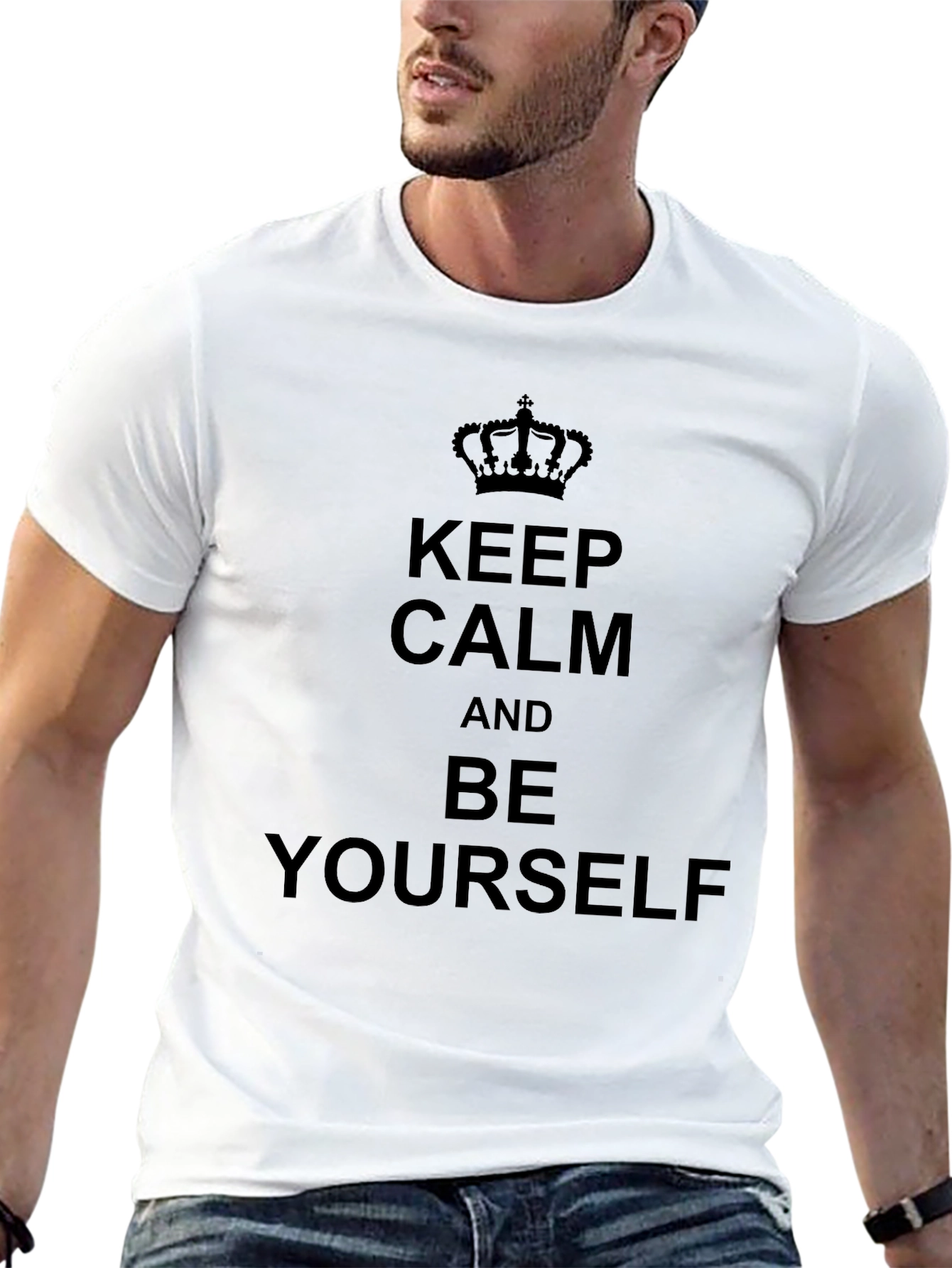 Black Keep Calm and Be Yourself Black T-Shirt view 13