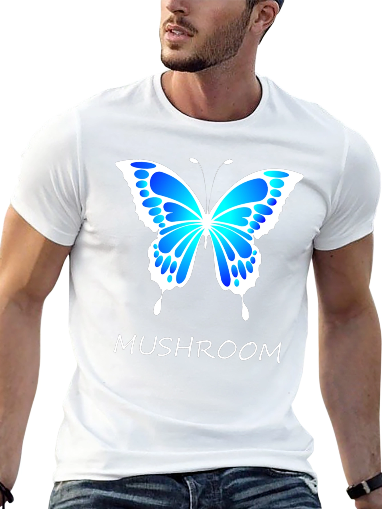 Black Mushroom Butterfly Graphic T-Shirt view 13