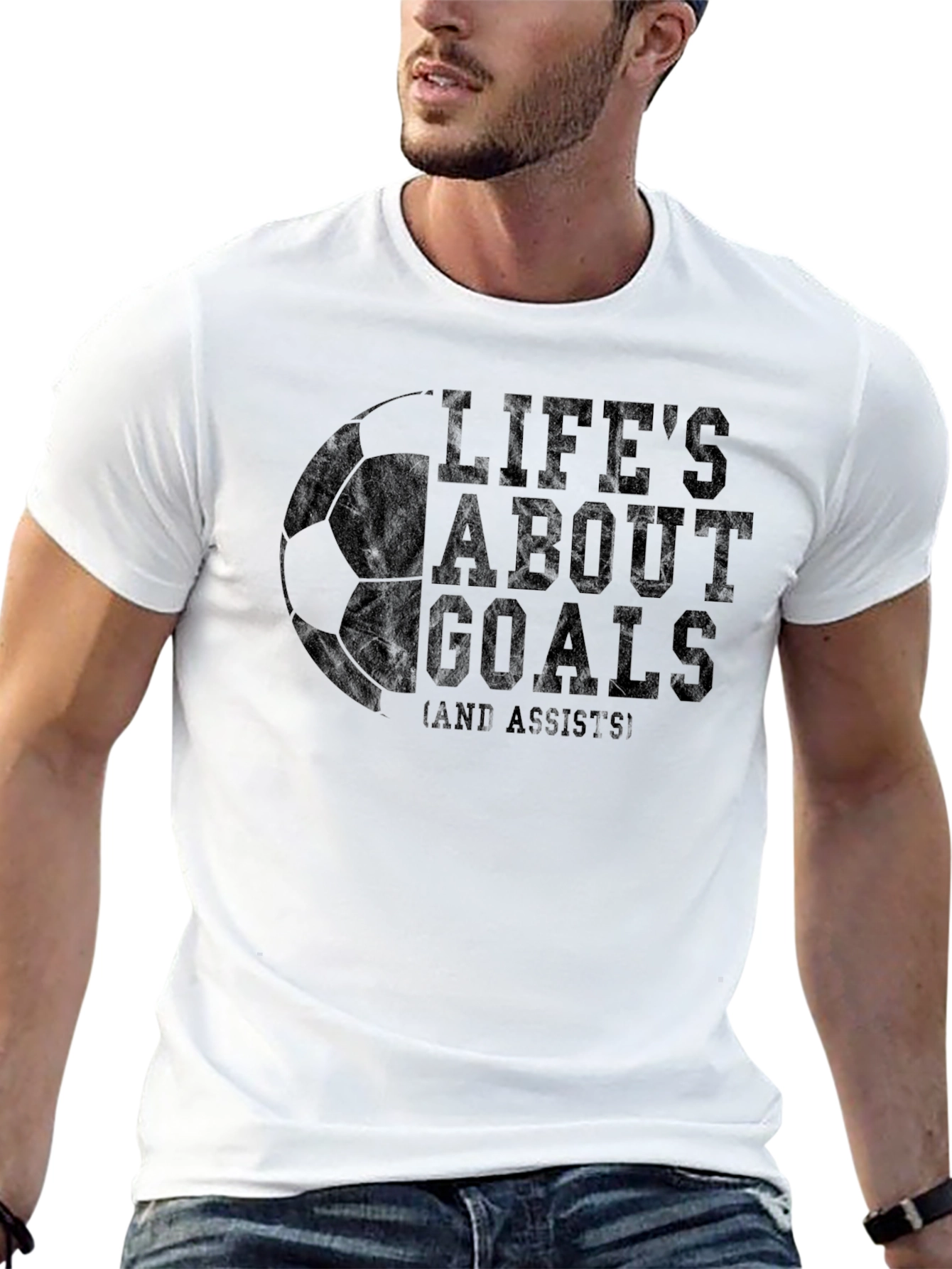 Black Life's About Goals T-Shirt - Soccer Fan Tee view 13