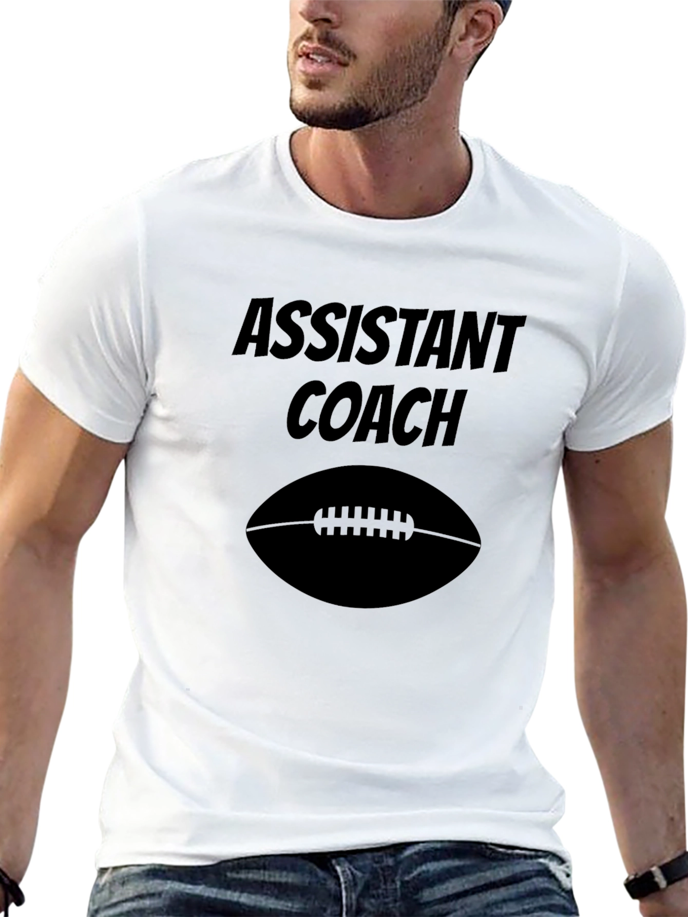 Black Assistant Coach Football T-Shirt - Black view 13