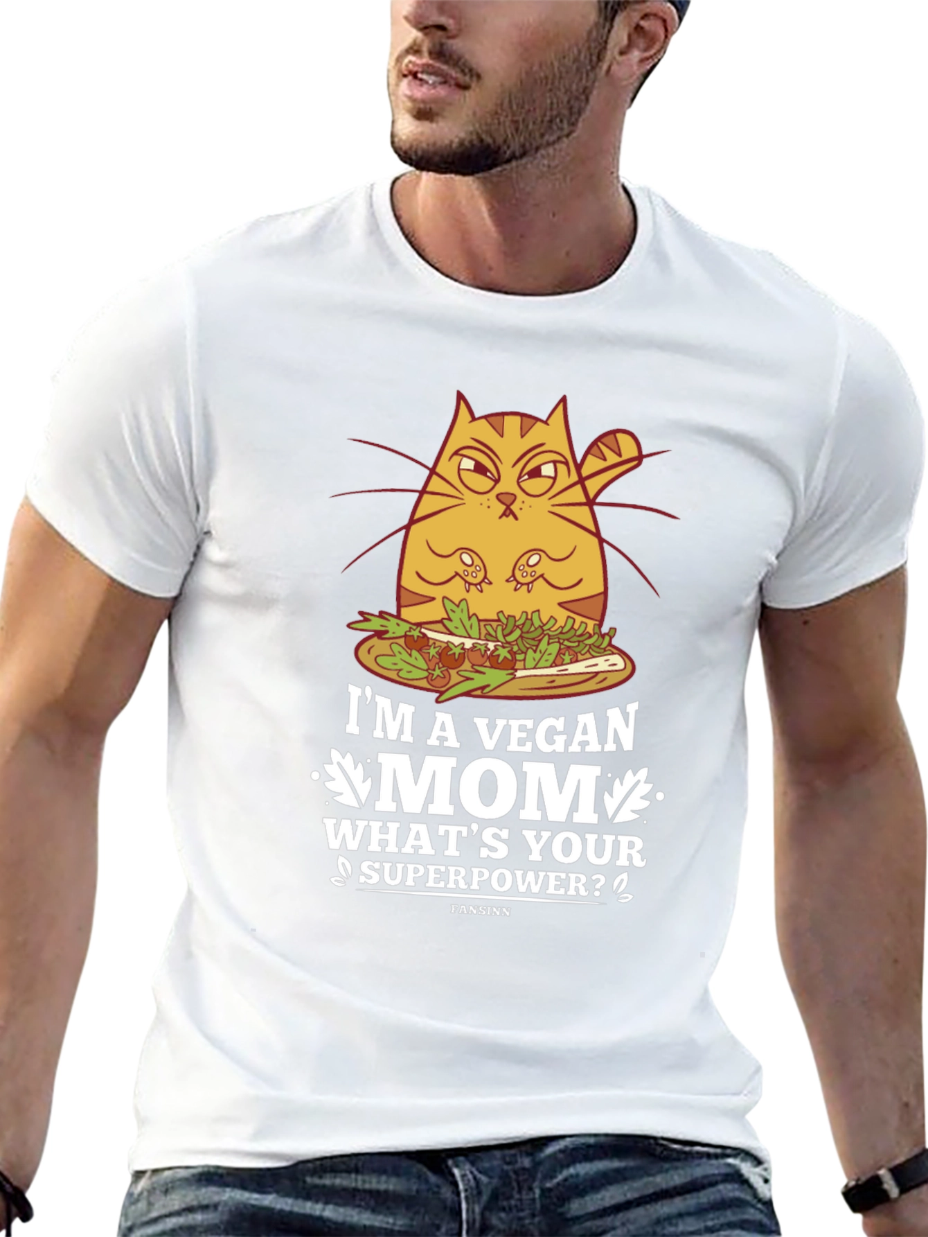 Black Vegan Mom T-Shirt - Funny Cat Design view 13