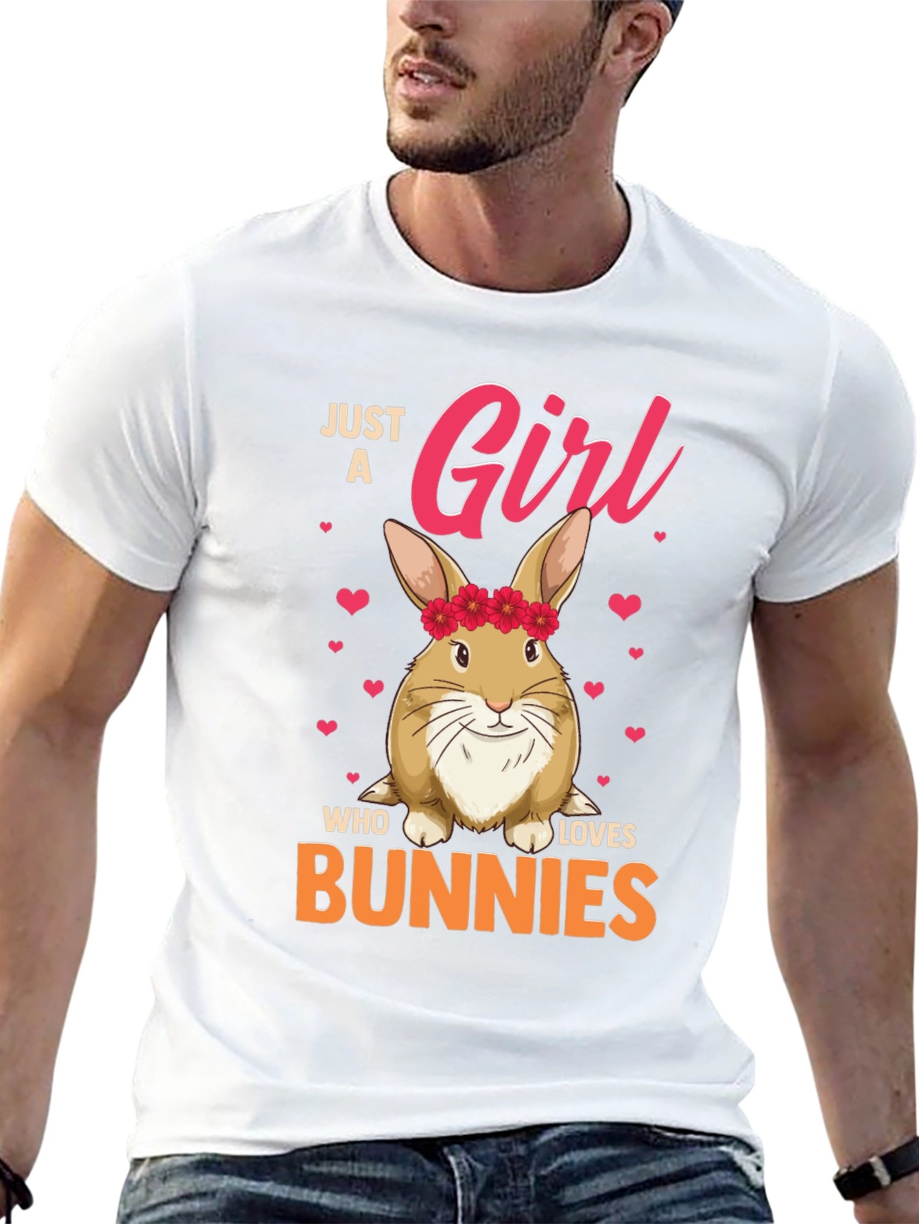Black Just a Girl Who Loves Bunnies Graphic T-Shirt view 13