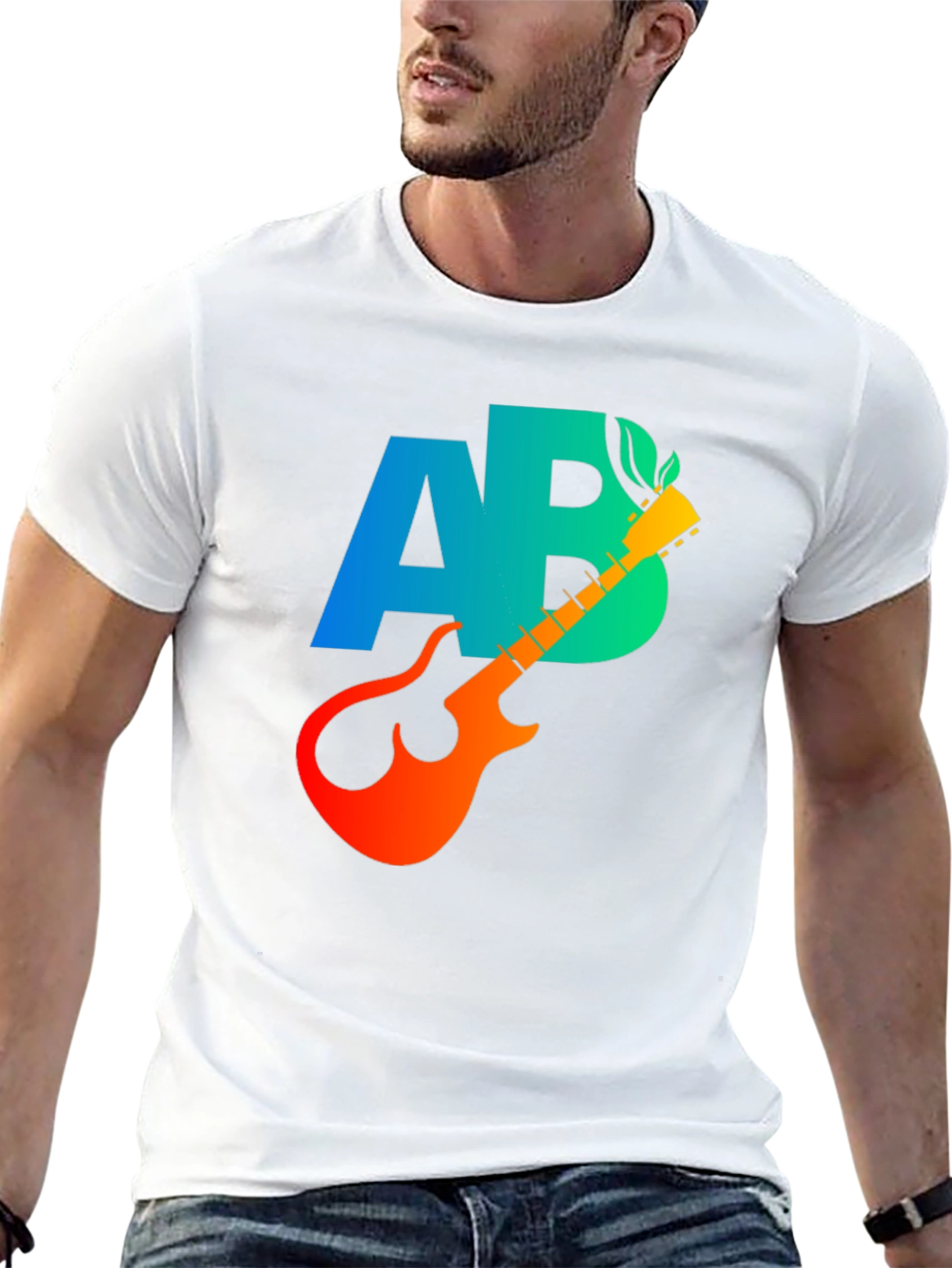 Black AB Guitar Graphic T-Shirt - Cool Music Tee view 13