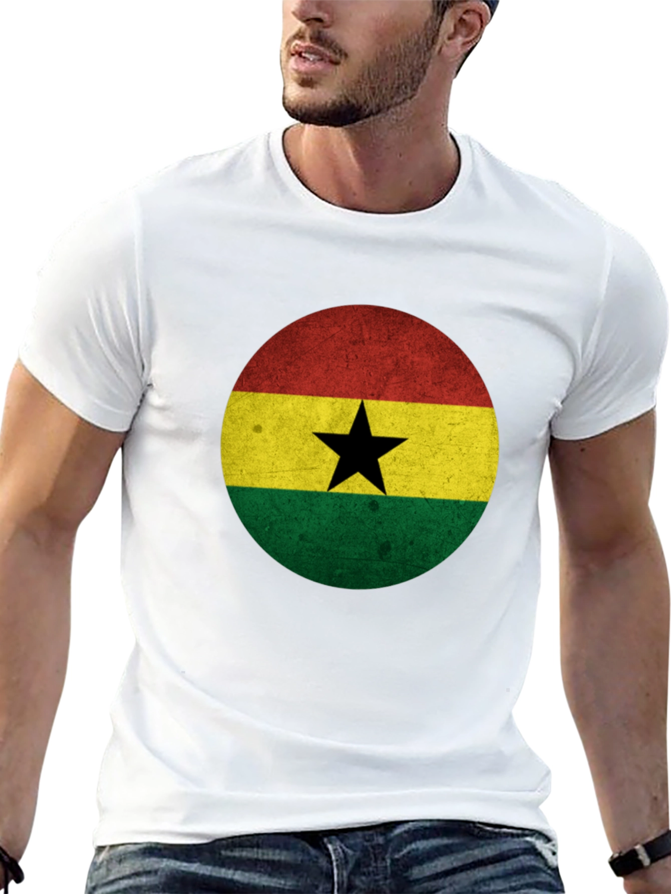 Ghana Flag Graphic T-Shirt - Mens Black Tee - 13