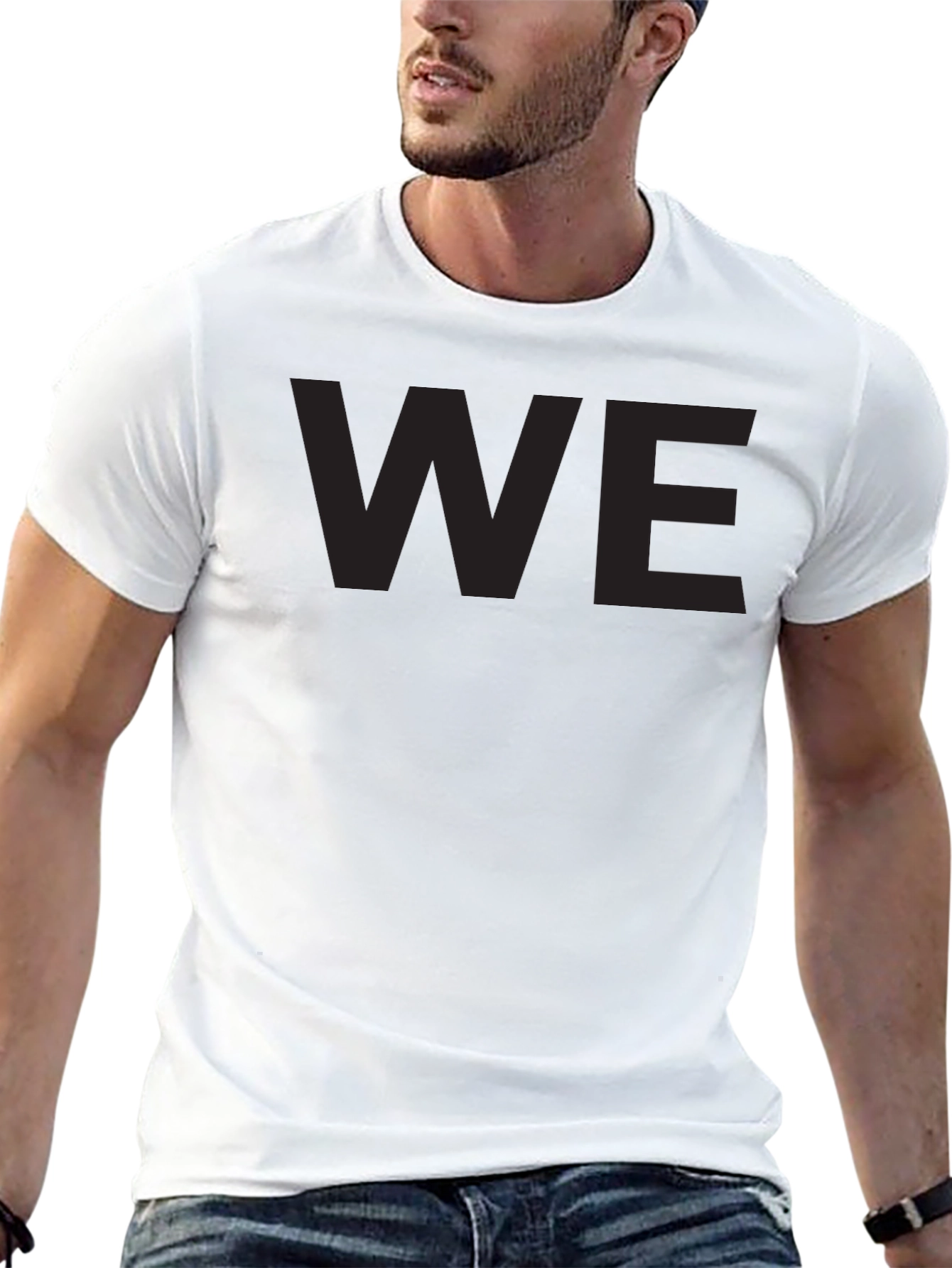 Black Minimalist "WE" Black Crew Neck T-Shirt view 13