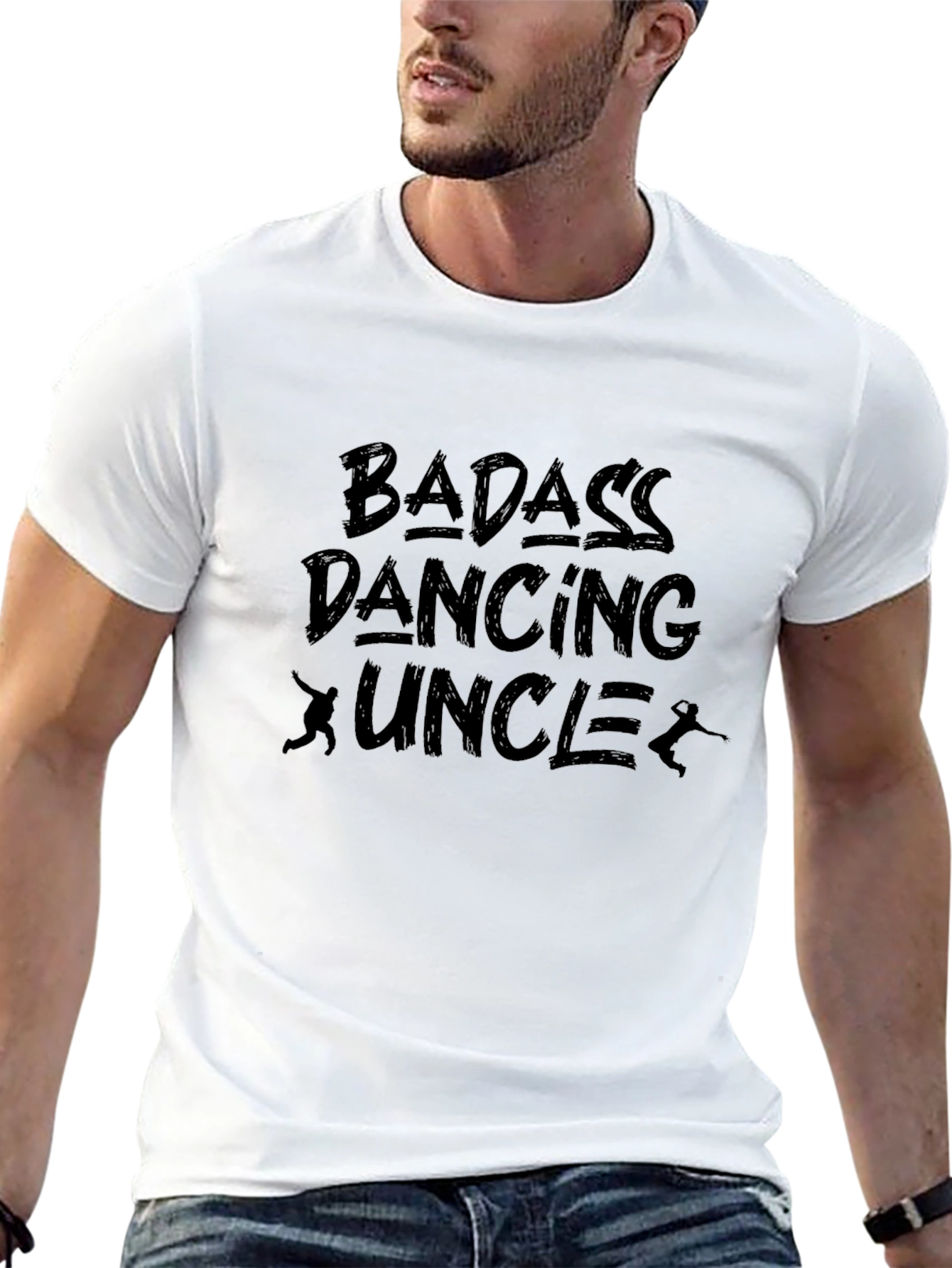 Black Badass Dancing Uncle T-Shirt - Black view 13