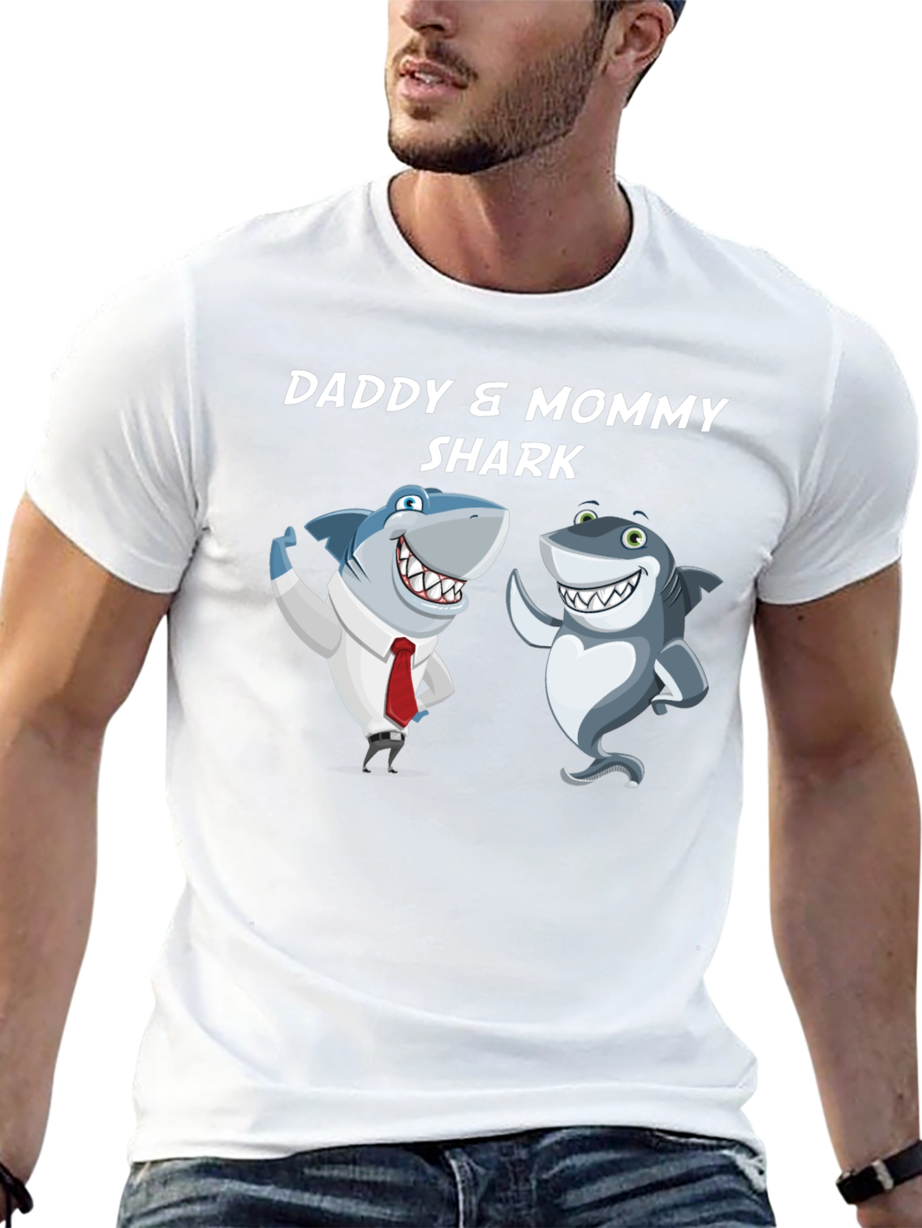 Black Daddy & Mommy Shark T-Shirt - Cute Family Tee view 13