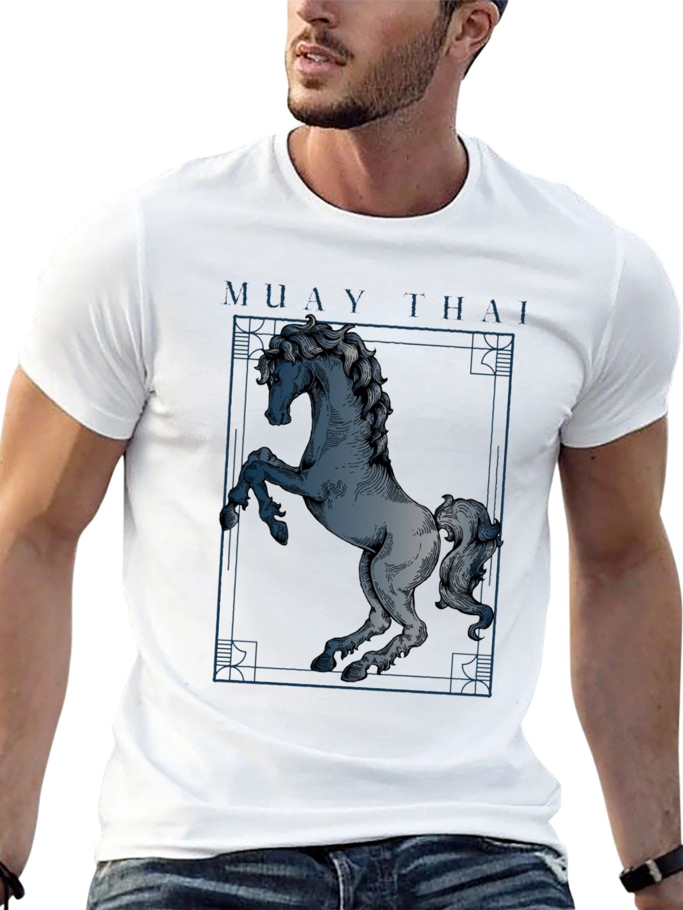 Black Muay Thai Horse Graphic T-Shirt - Black view 13