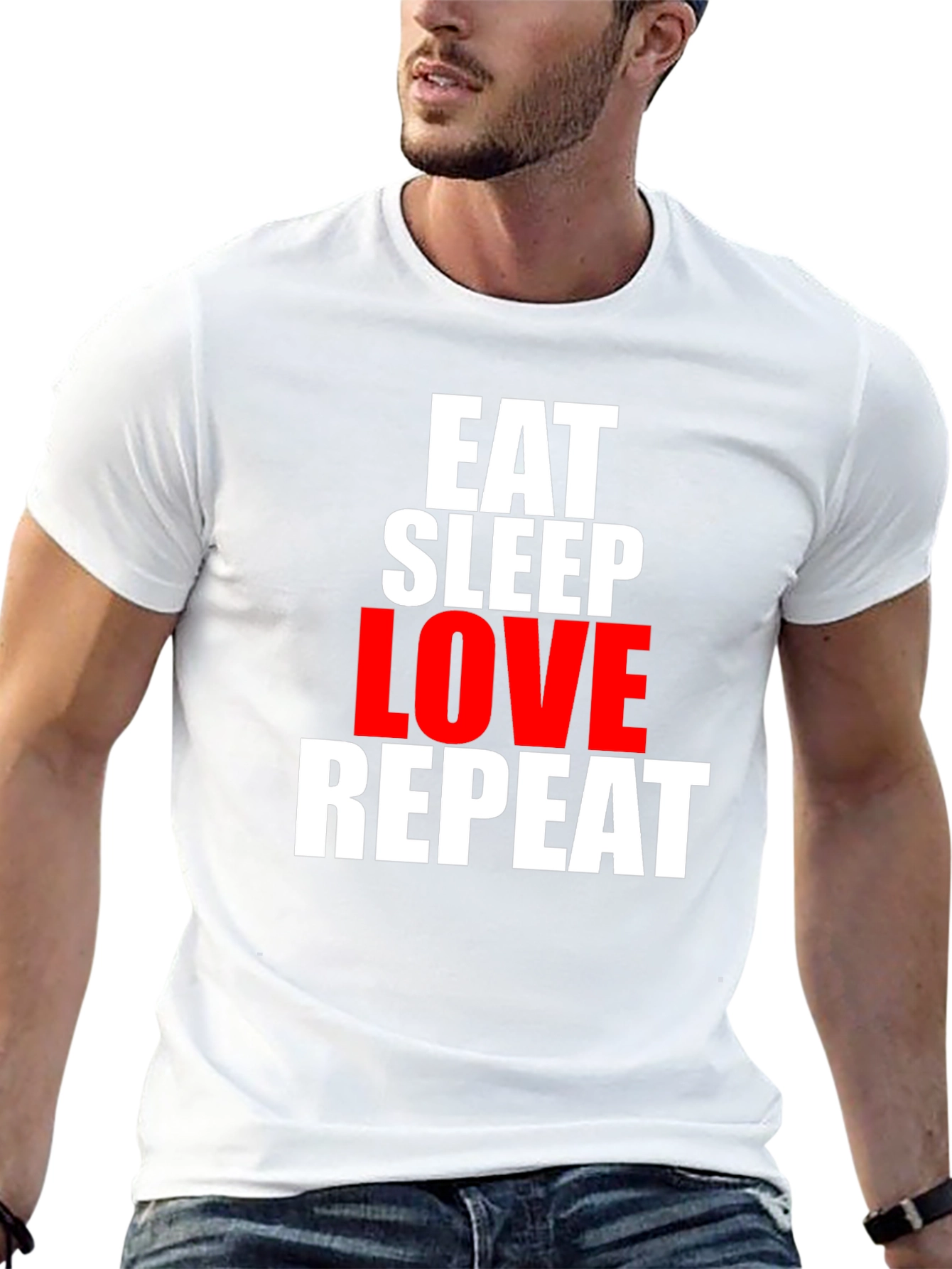 Black Eat Sleep Love Repeat Graphic Tee view 13