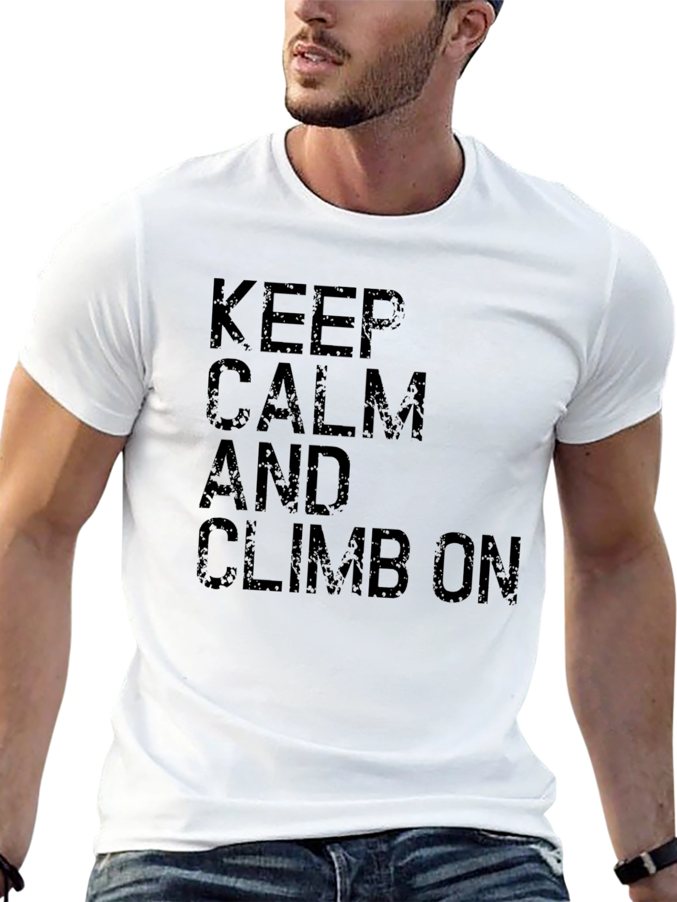 Black Keep Calm and Climb On T-Shirt - Black Cotton Tee view 13
