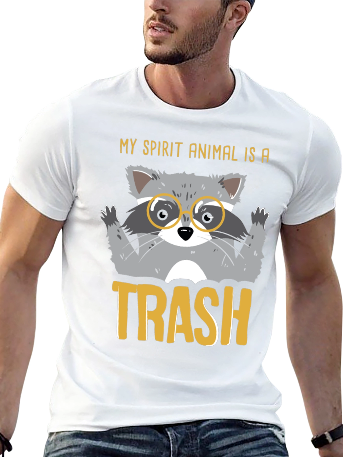 Black My Spirit Animal is Trash Raccoon Graphic T-Shirt view 13