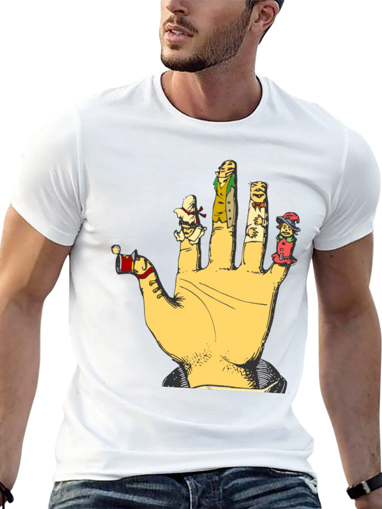 Black Finger Puppets Graphic T-Shirt view 13