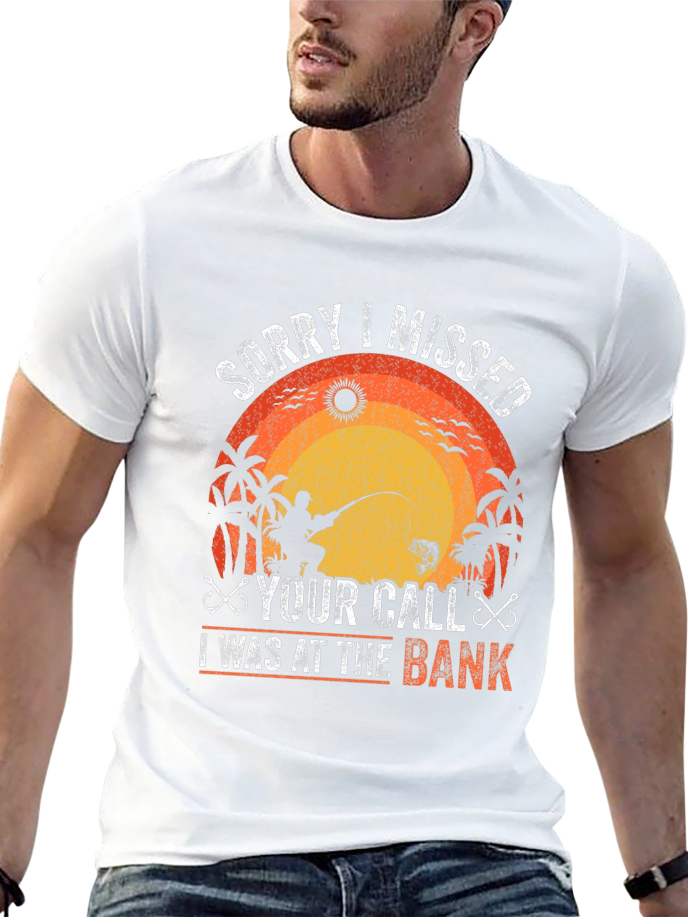 Black Fishing T-Shirt - Sorry I Missed Your Call, At The Bank! view 13
