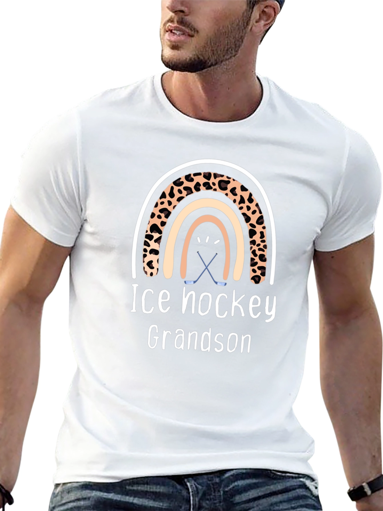 Black Ice Hockey Grandson Rainbow Graphic Tee view 13