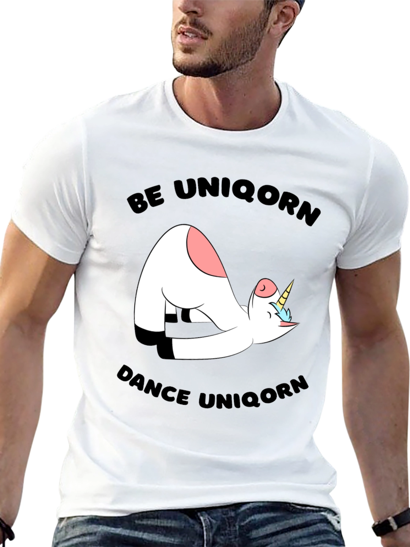 Black Funny Unicorn Yoga Graphic Black T-Shirt view 13