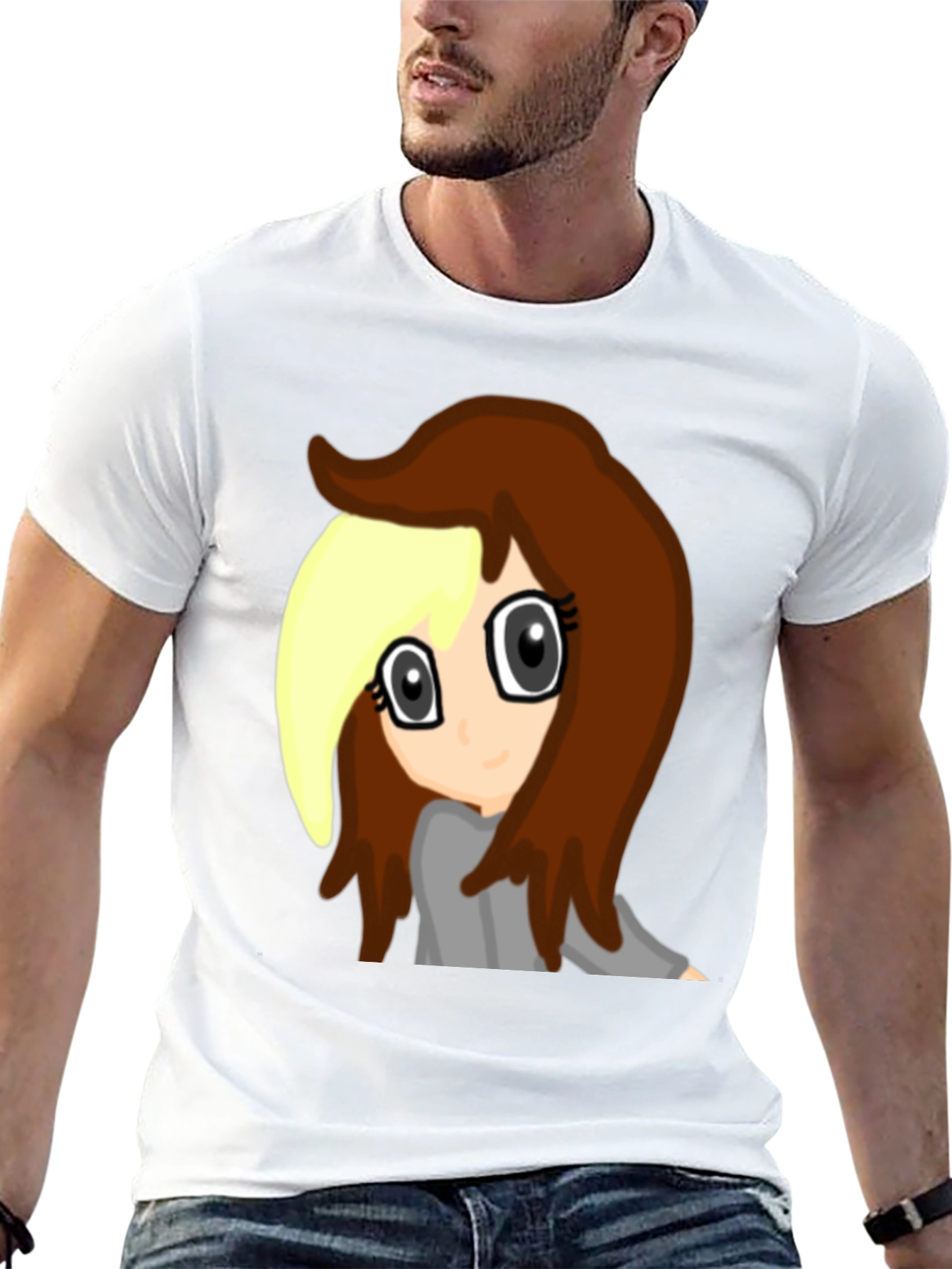 Black Anime Girl Graphic Tee - Black Cotton Comfort view 13