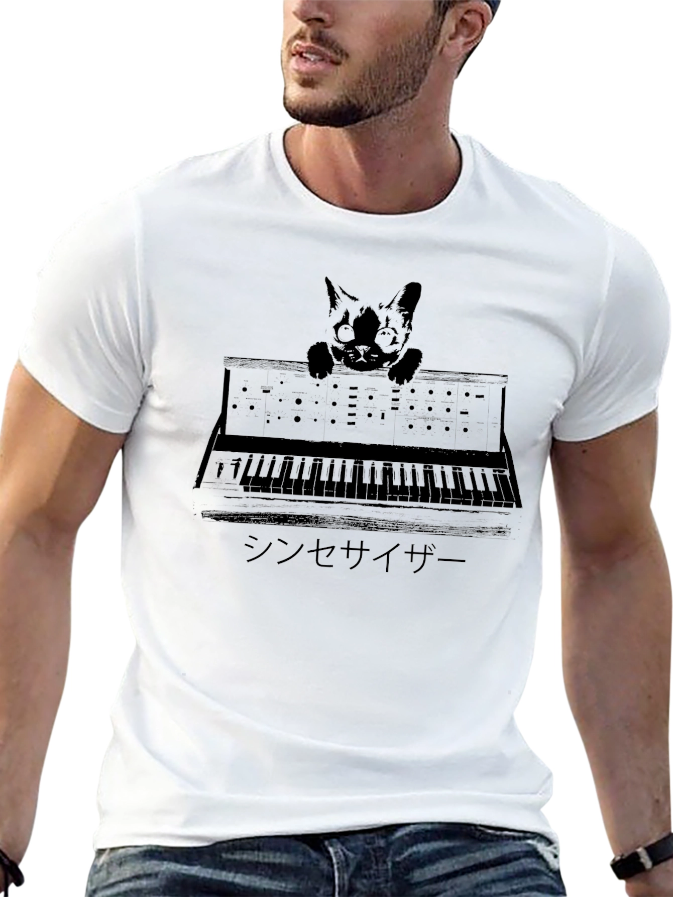 Black Cat Synthesizer T-Shirt - Unisex view 13