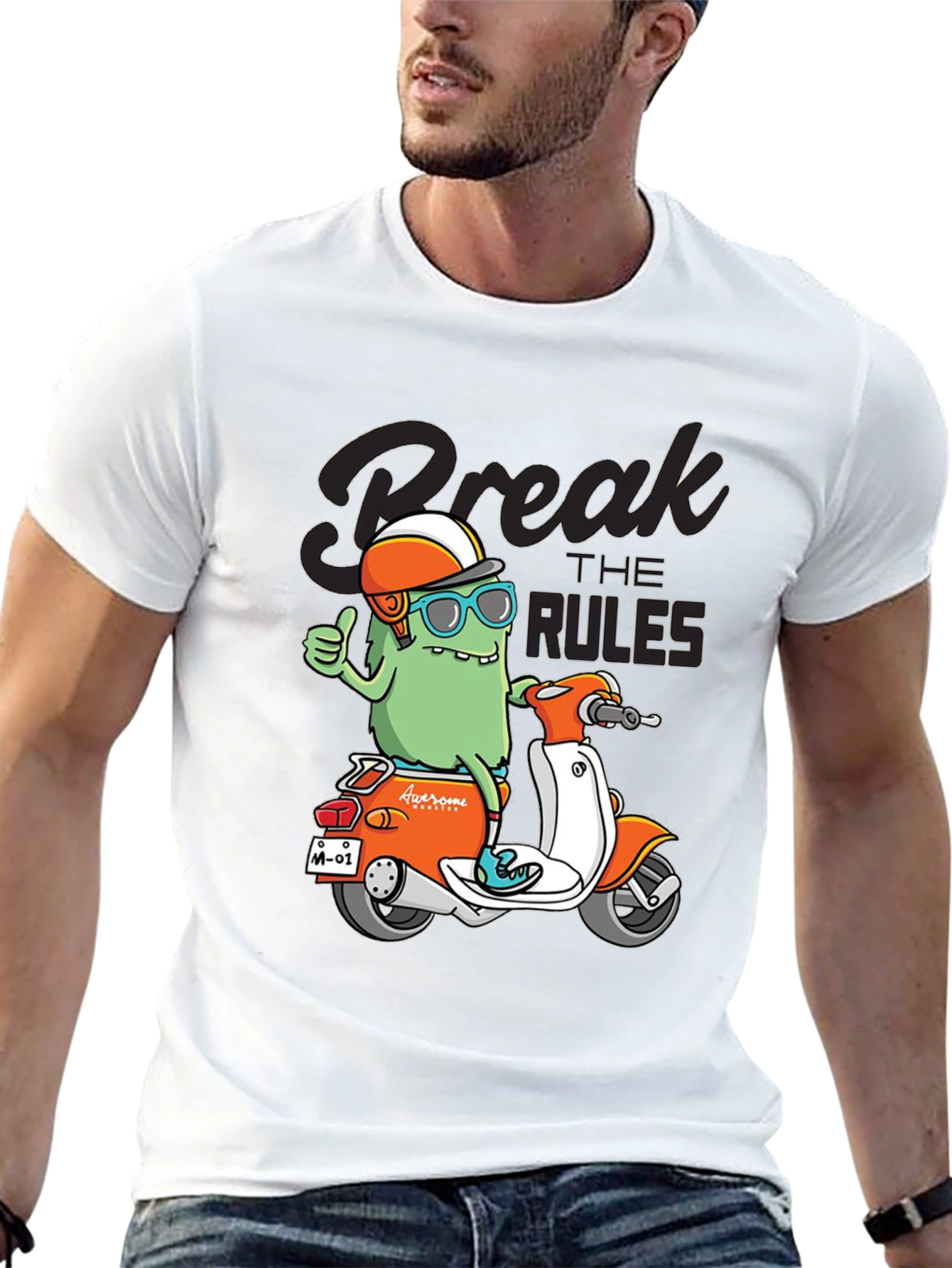 Black Break the Rules Monster Scooter Graphic Tee view 13