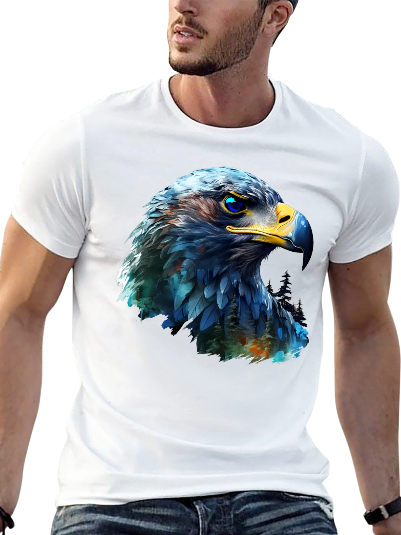 Black Eagle Graphic Print Black T-Shirt view 13