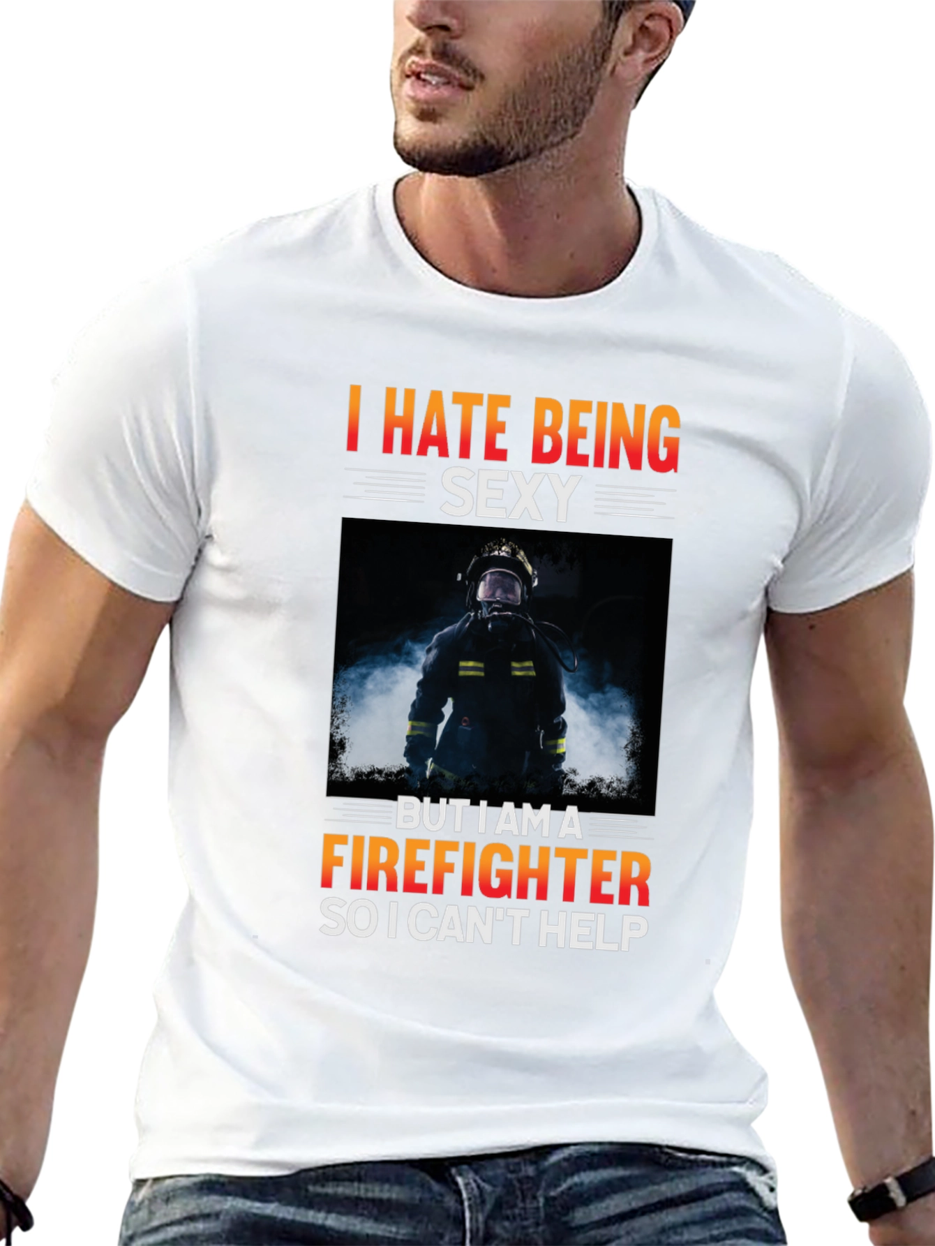 Black Funny Firefighter T-Shirt - I Hate Being Sexy view 13