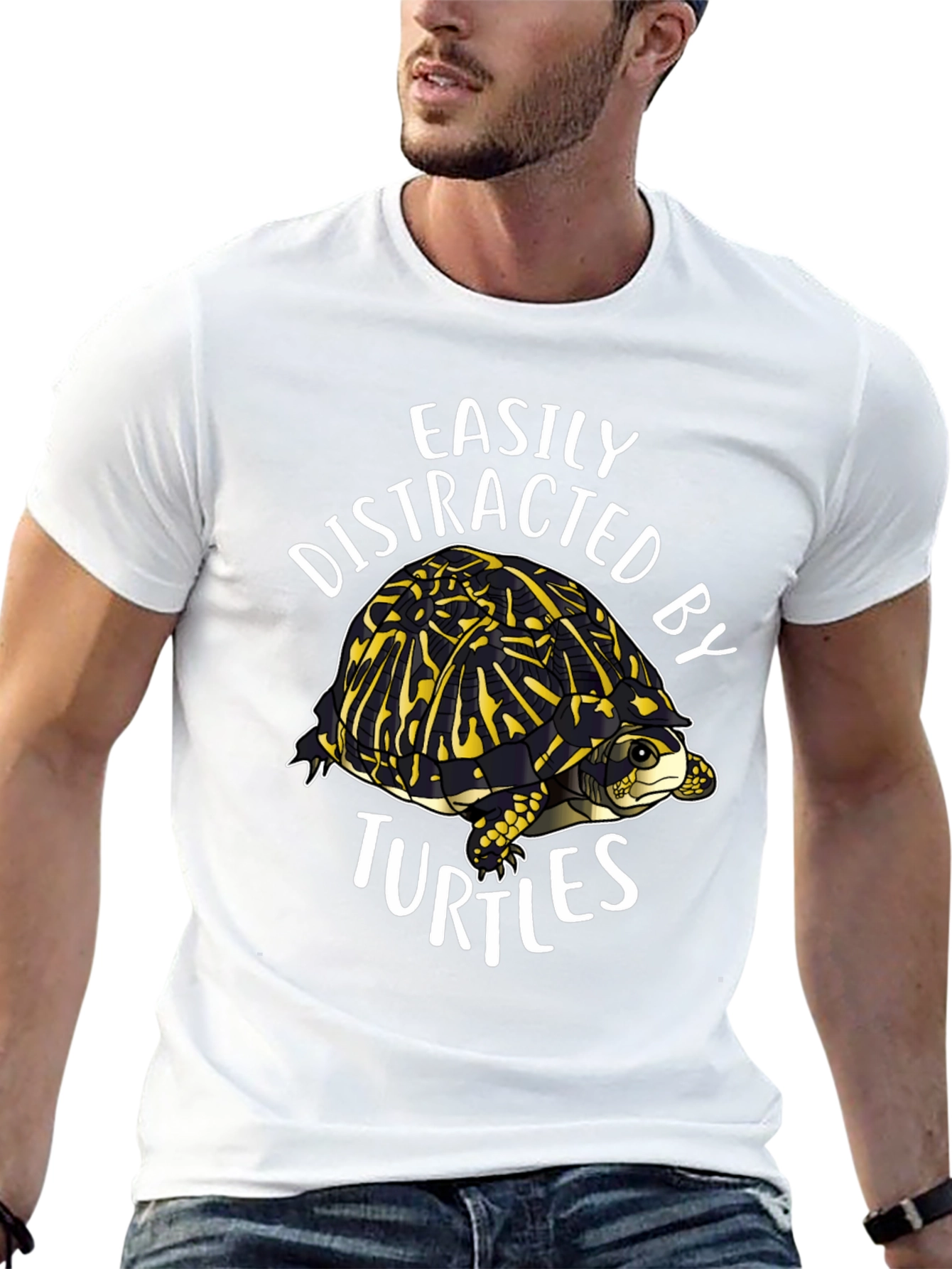 Black Easily Distracted By Turtles Black Graphic T-Shirt view 13