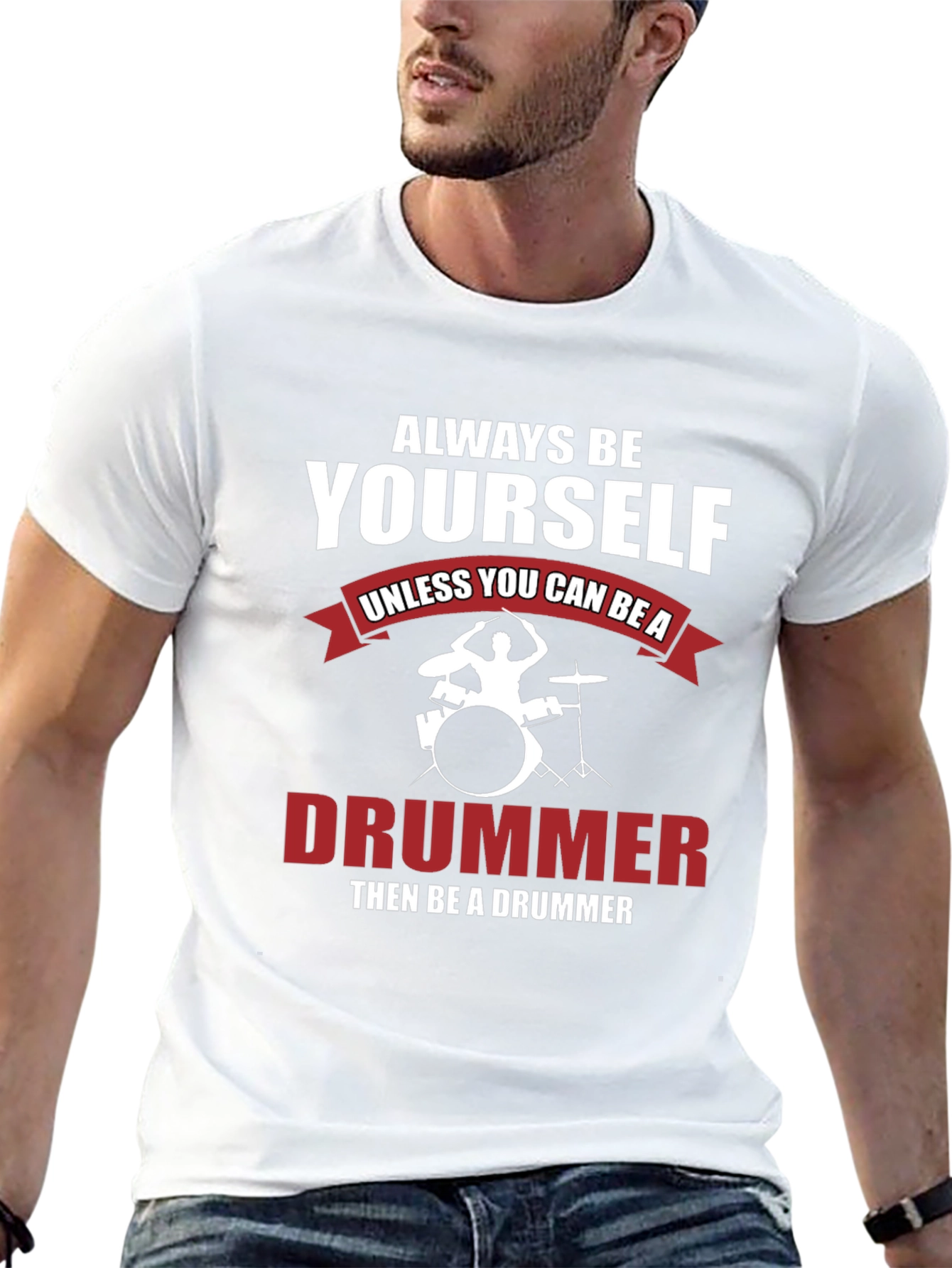 Black Always Be Yourself Drummer T-Shirt view 13