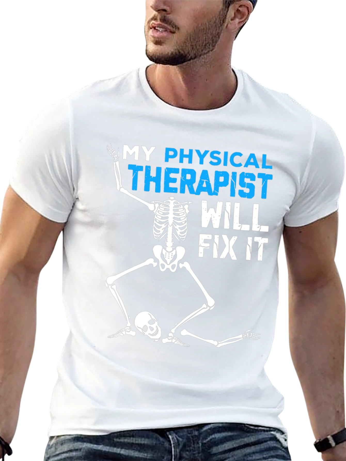 Black Funny Physical Therapist Skeleton T-Shirt view 13