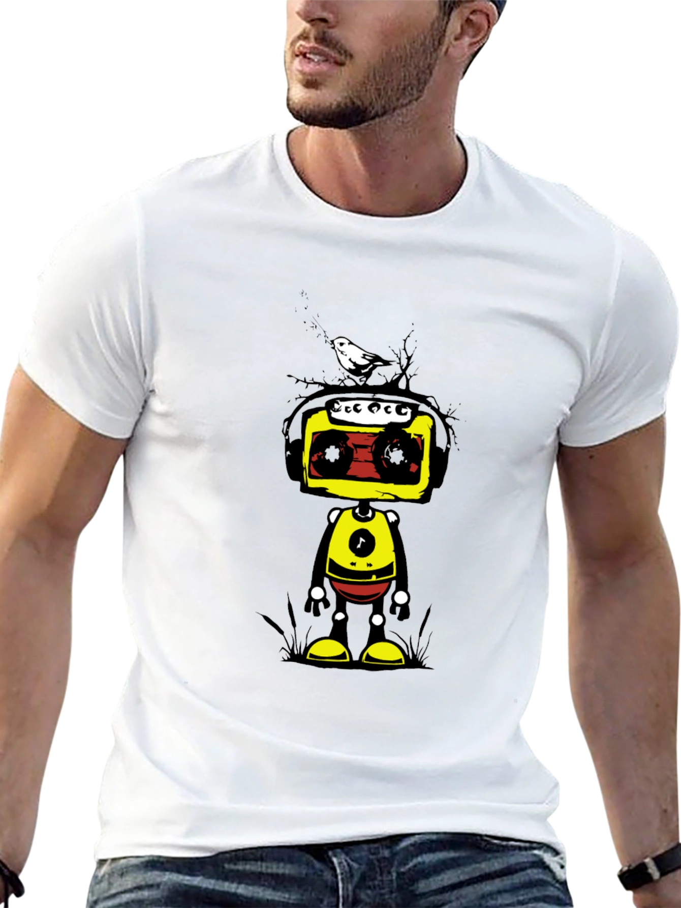 Black Retro Robot Graphic Tee - Unique Design view 13