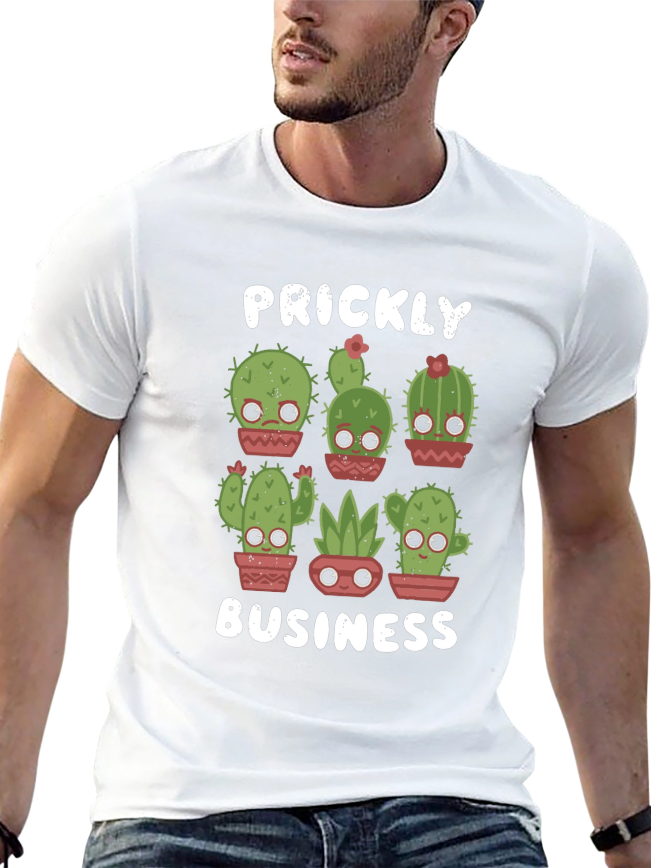 Black Prickly Business T-Shirt - Cute Cactus Design view 13