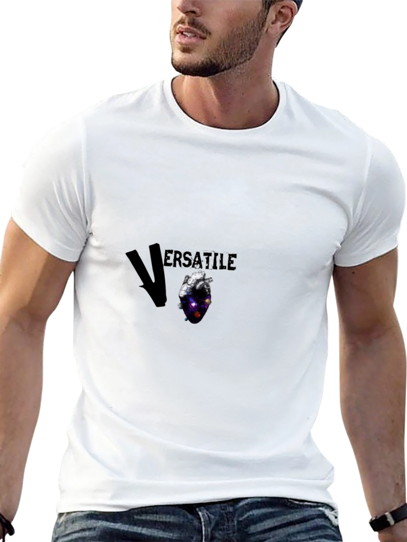 Black Versatile Galaxy Heart T-Shirt - Unique Design view 13