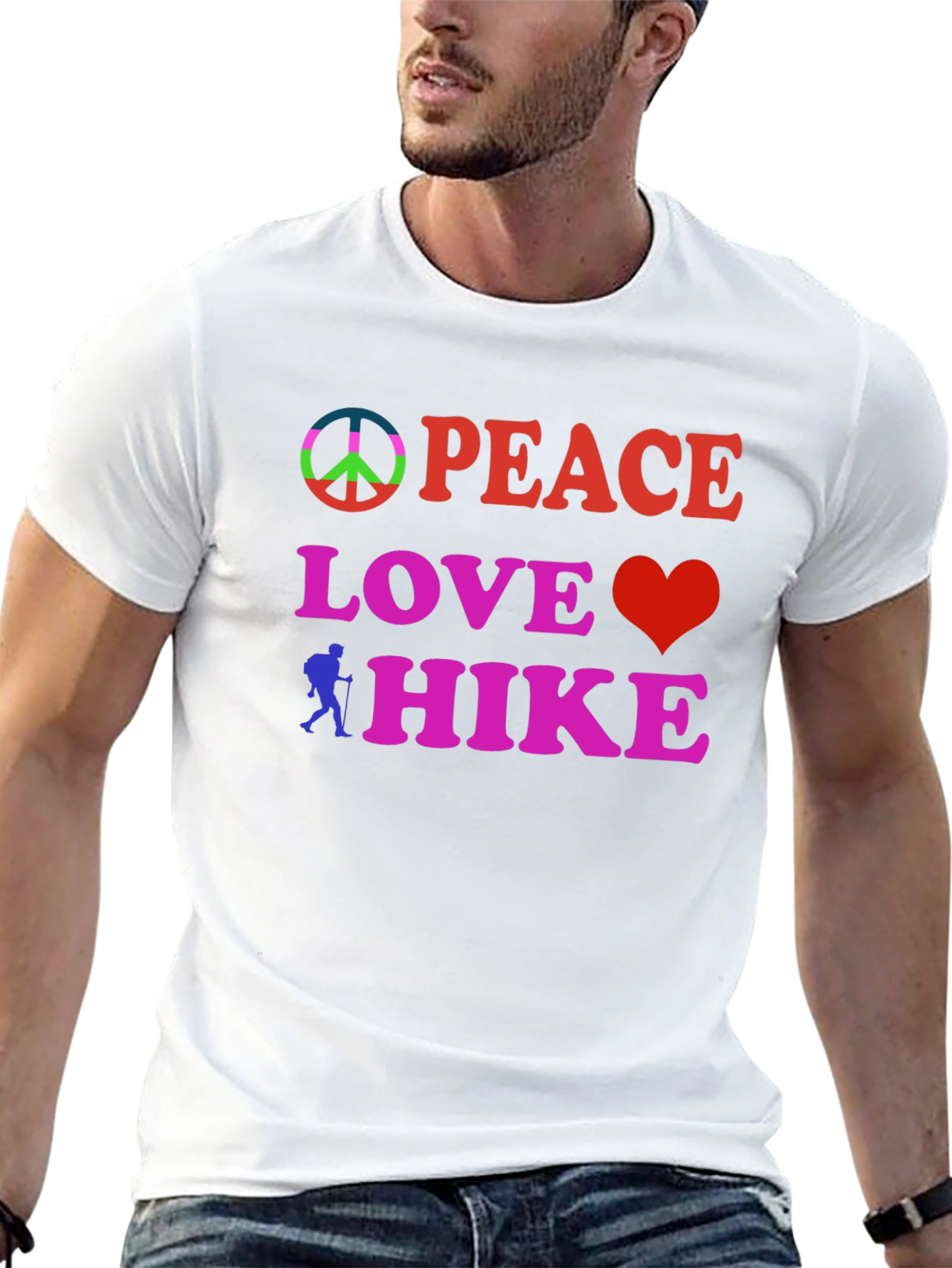 Black Peace Love Hike Black T-Shirt view 13