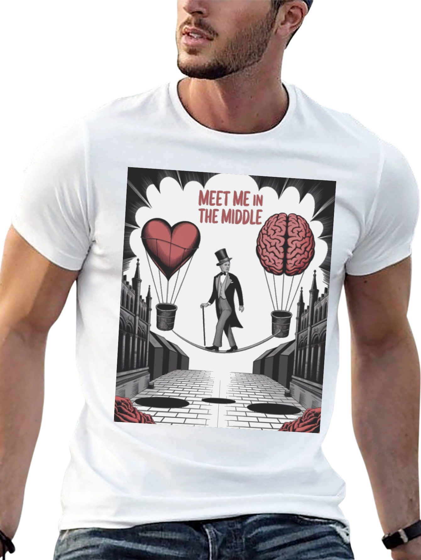 Black Meet Me in the Middle Graphic T-Shirt view 13