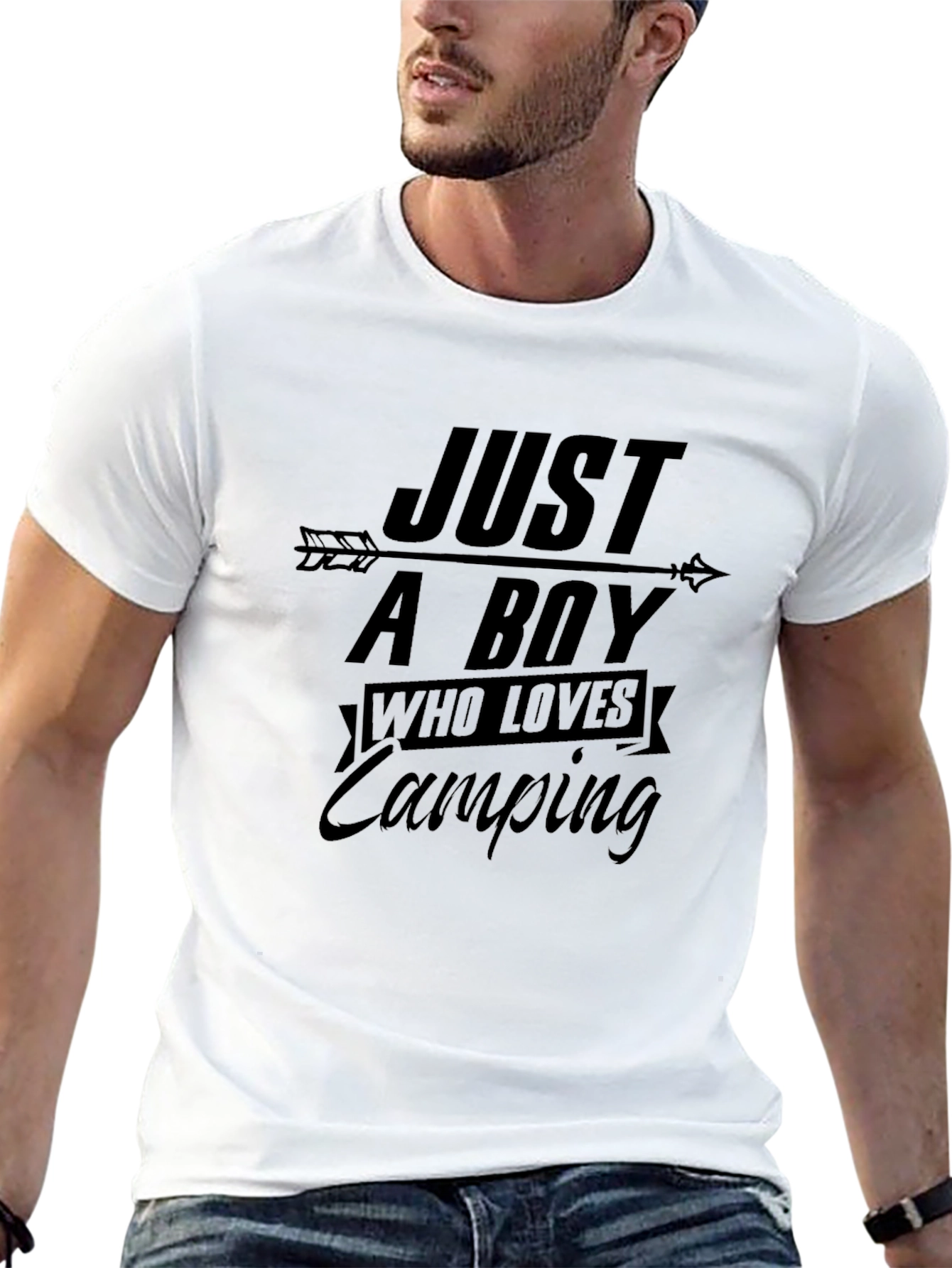 Black Just A Boy Who Loves Camping Graphic T-Shirt view 13