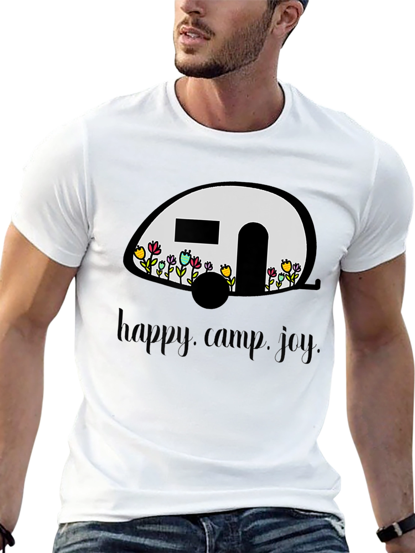 Black Happy Camper Graphic T-Shirt - Black view 13